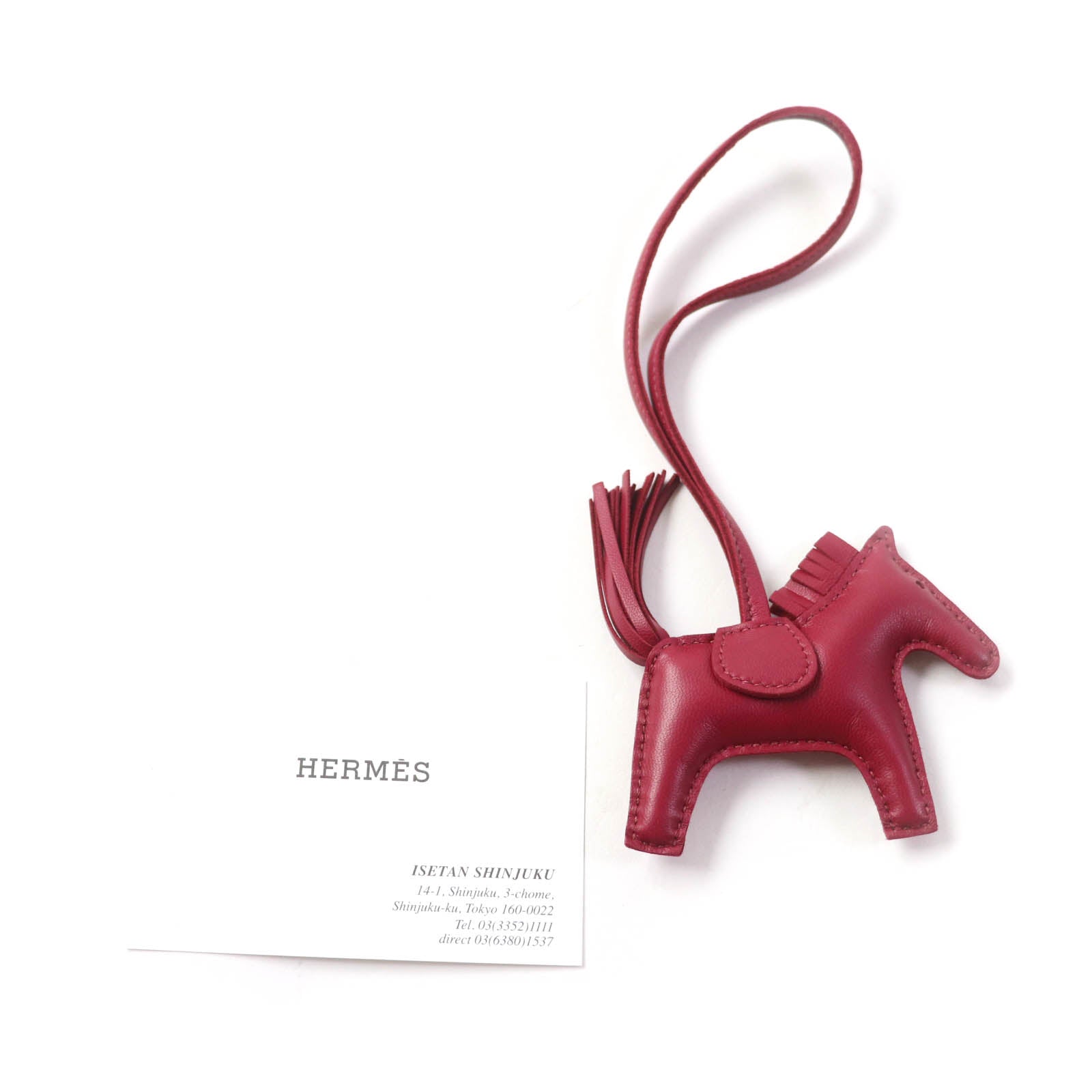 HERMES Rodeo Charm PM Rouge Viv Bag Charm