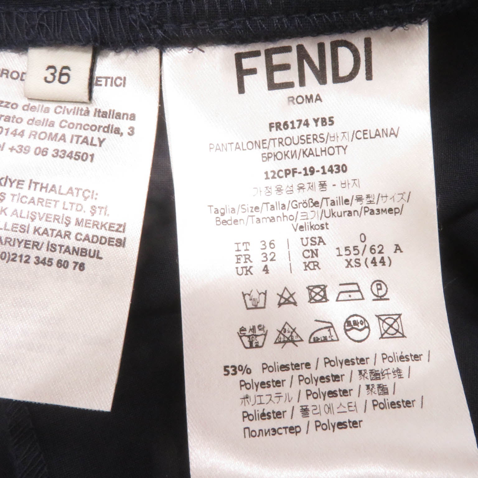 Fendi Wool Blend Center Press Pants Navy