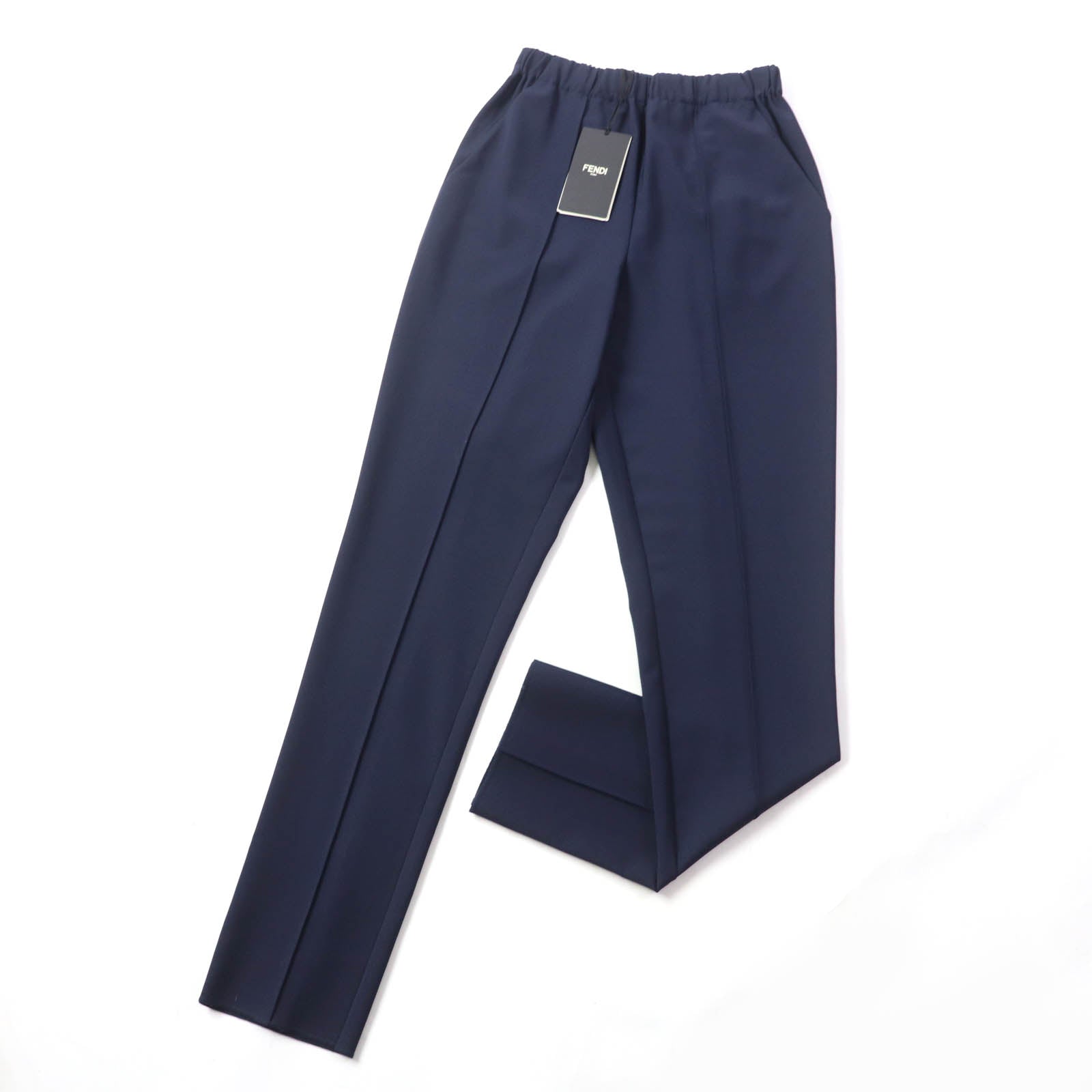 Fendi Wool Blend Center Press Pants Navy