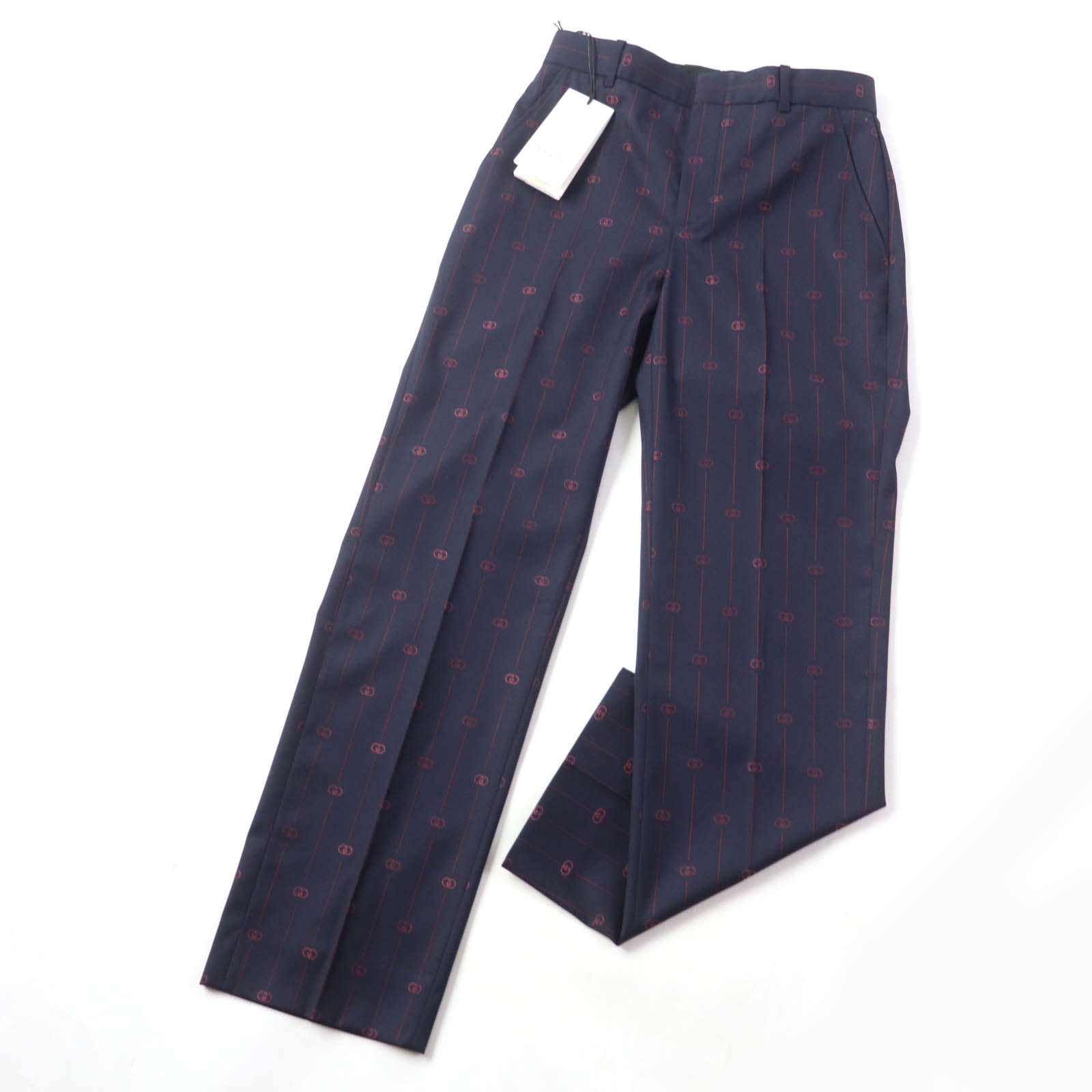 Gucci Wool Silk Trousers Navy 38 Women