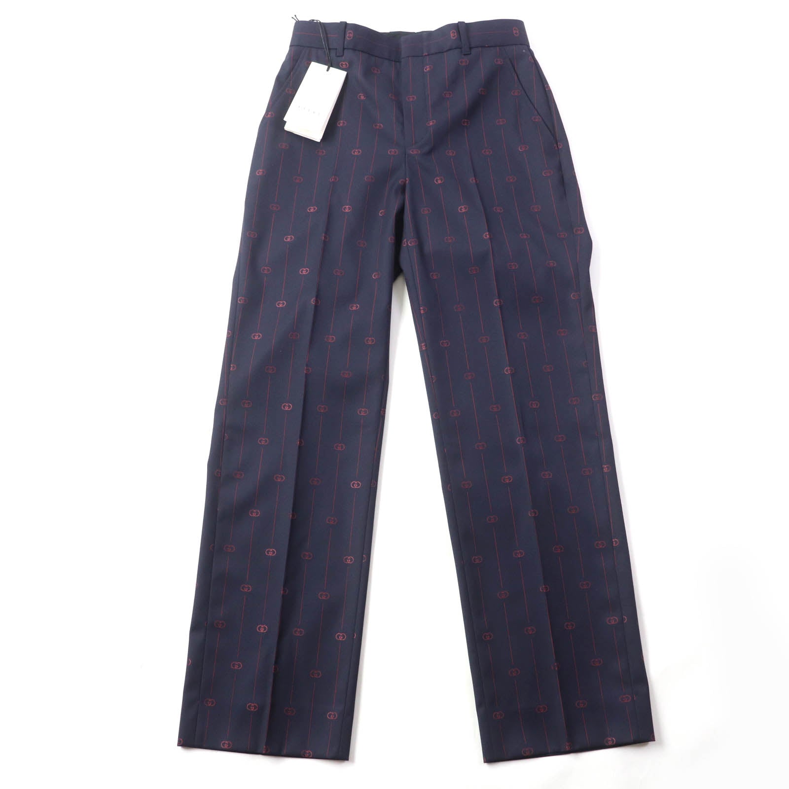 Gucci Wool Silk Trousers Navy 38 Women