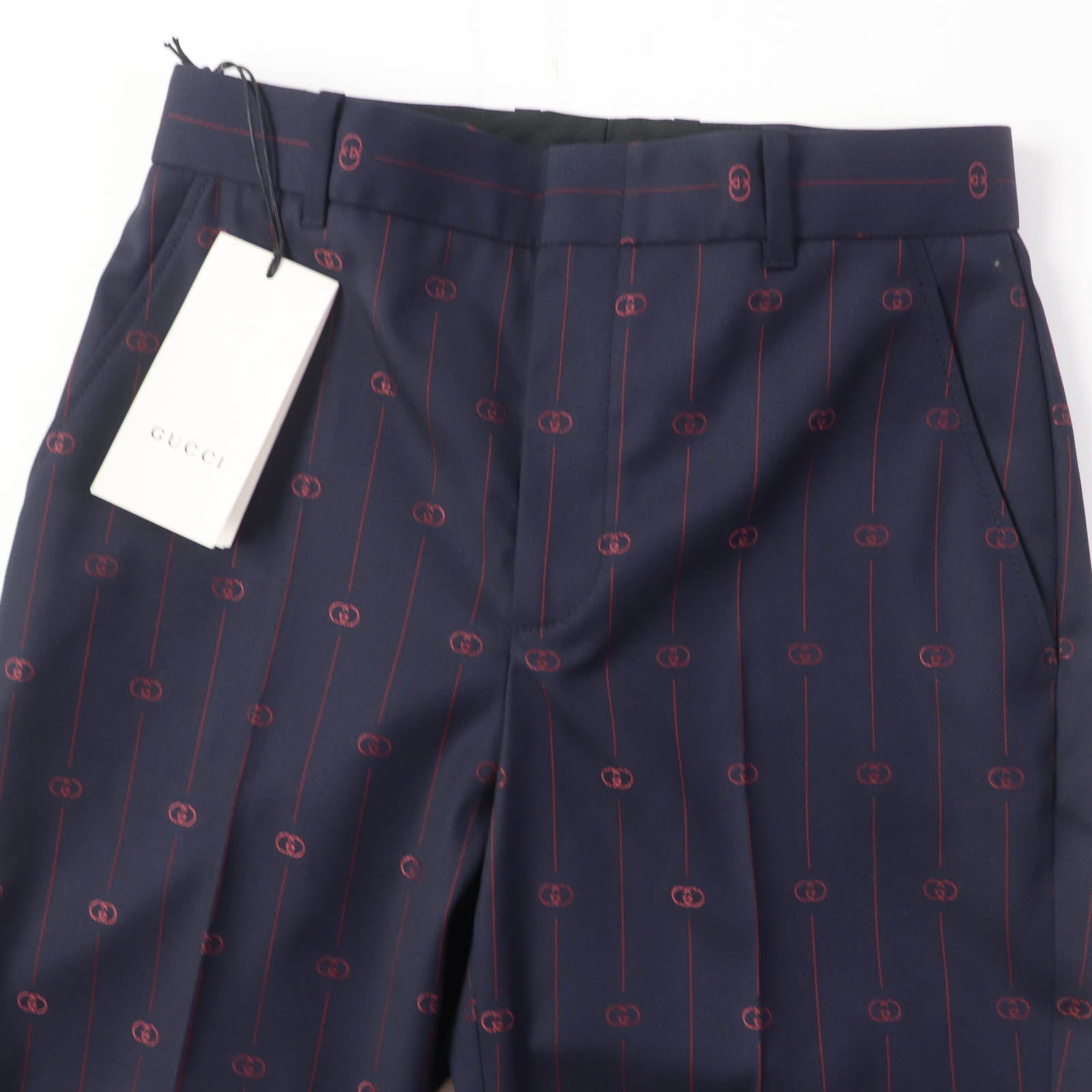 Gucci Wool Silk Trousers Navy 38 Women