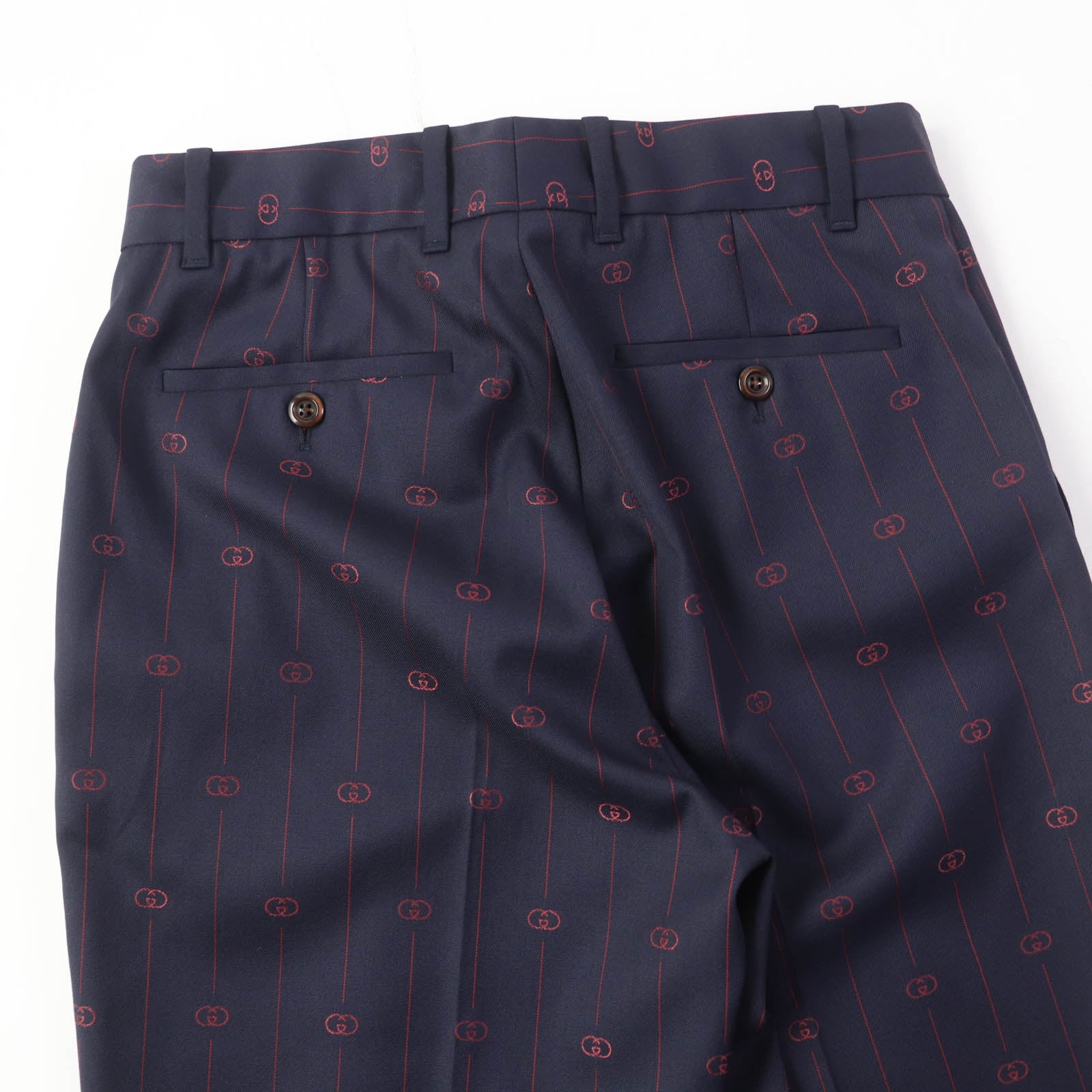 Gucci Wool Silk Trousers Navy 38 Women