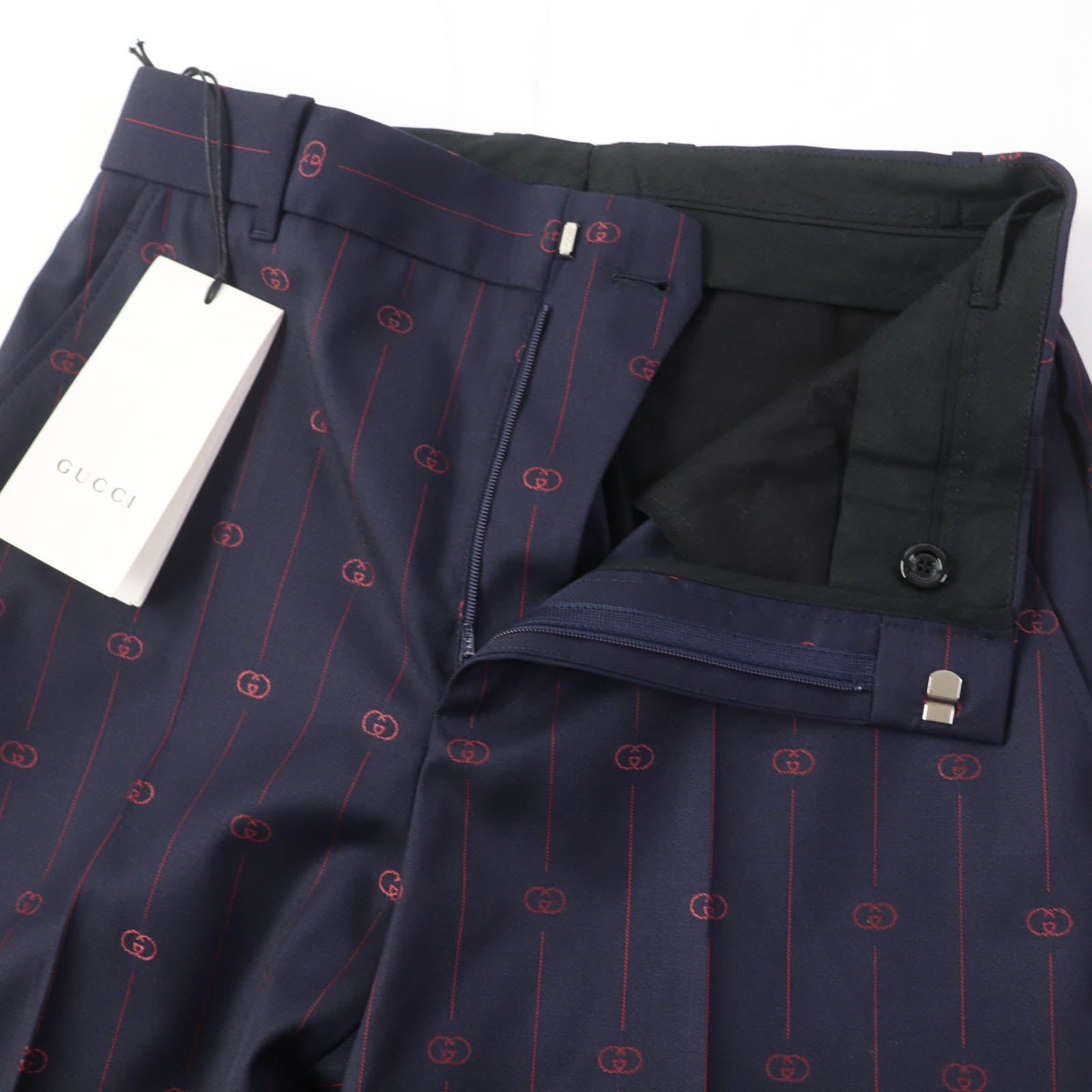 Gucci Wool Silk Trousers Navy 38 Women