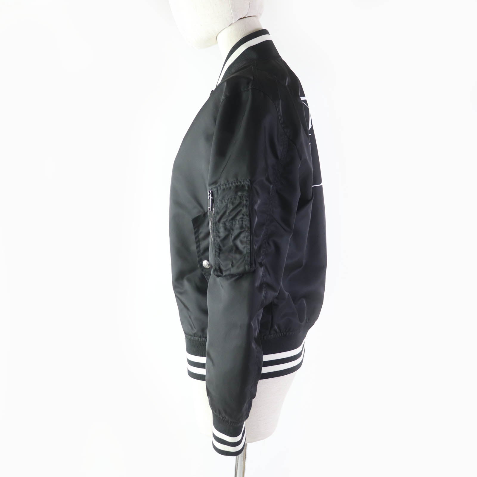 Valentino Nylon Bomber Jacket Black White 38