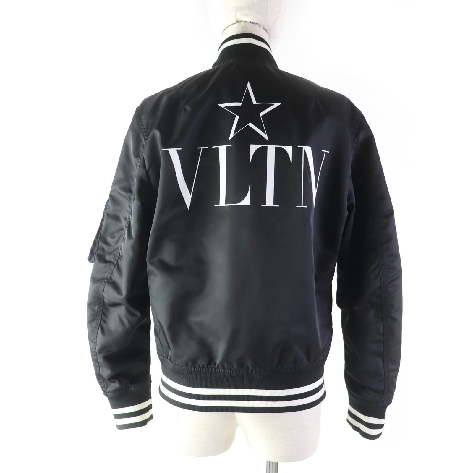 Valentino Nylon Bomber Jacket Black White 38