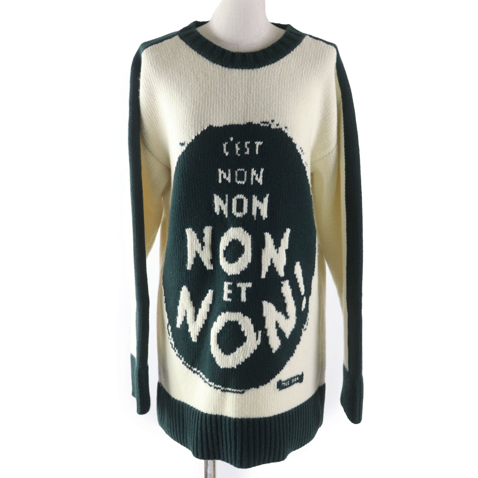 Dior Wool Cashmere Knit Sweater Ivory Green 38