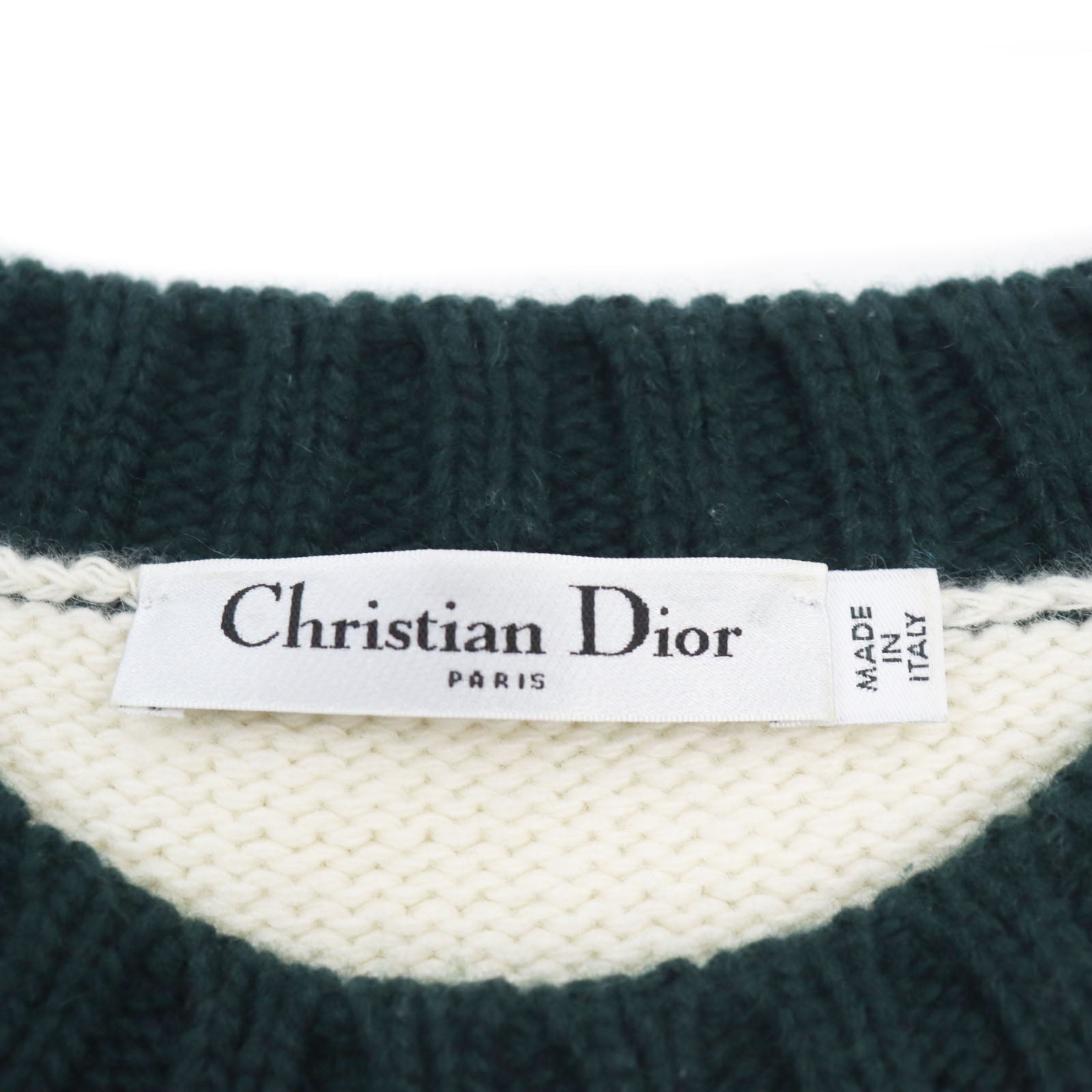 Dior Wool Cashmere Knit Sweater Ivory Green 38