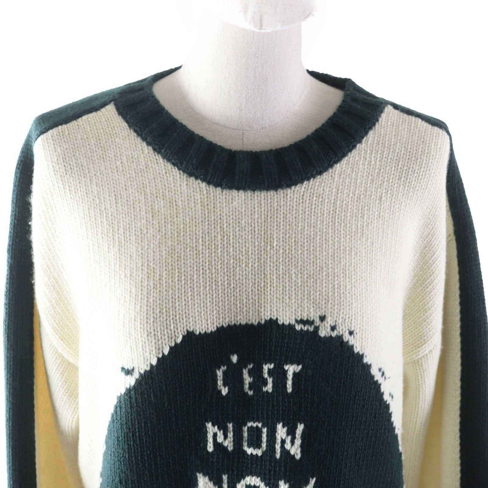 Dior Wool Cashmere Knit Sweater Ivory Green 38