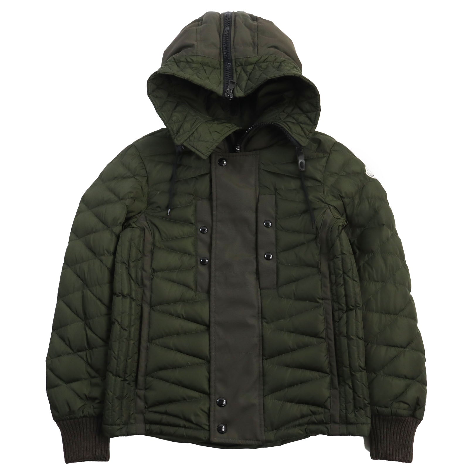 Moncler Ernest Nylon Quilted Hoodie Down Jacket Khaki