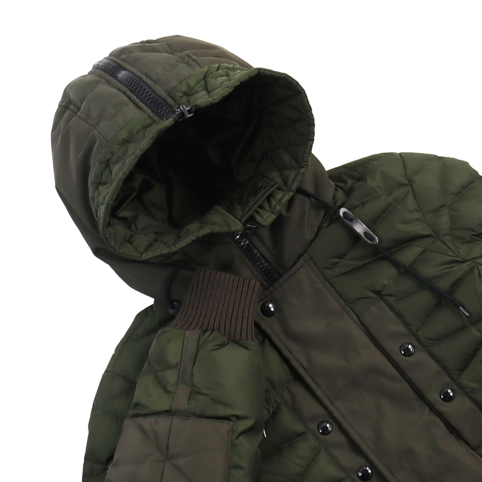 Moncler Ernest Nylon Quilted Hoodie Down Jacket Khaki