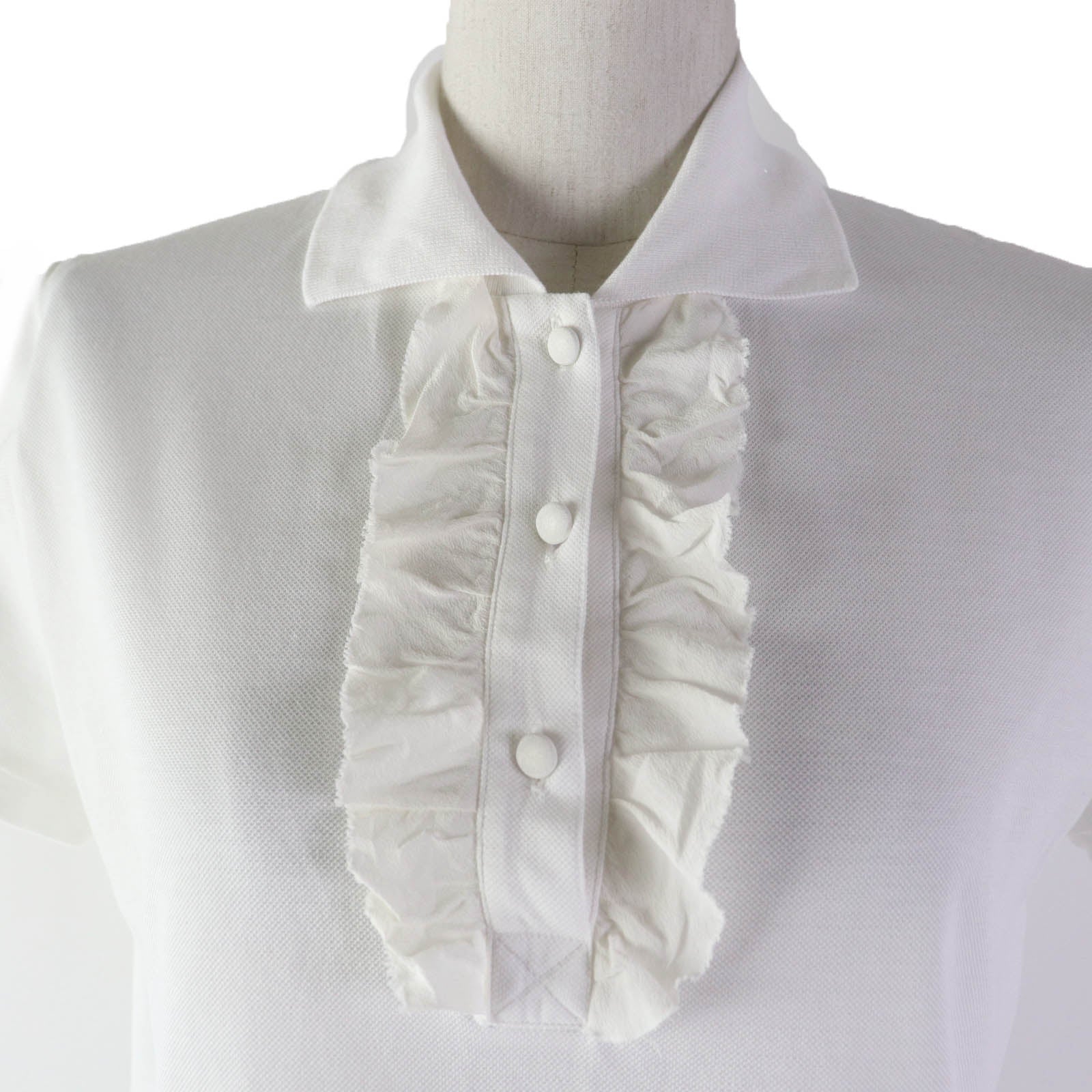 Miu Miu Cotton Silk Ruffle Polo Shirt Women