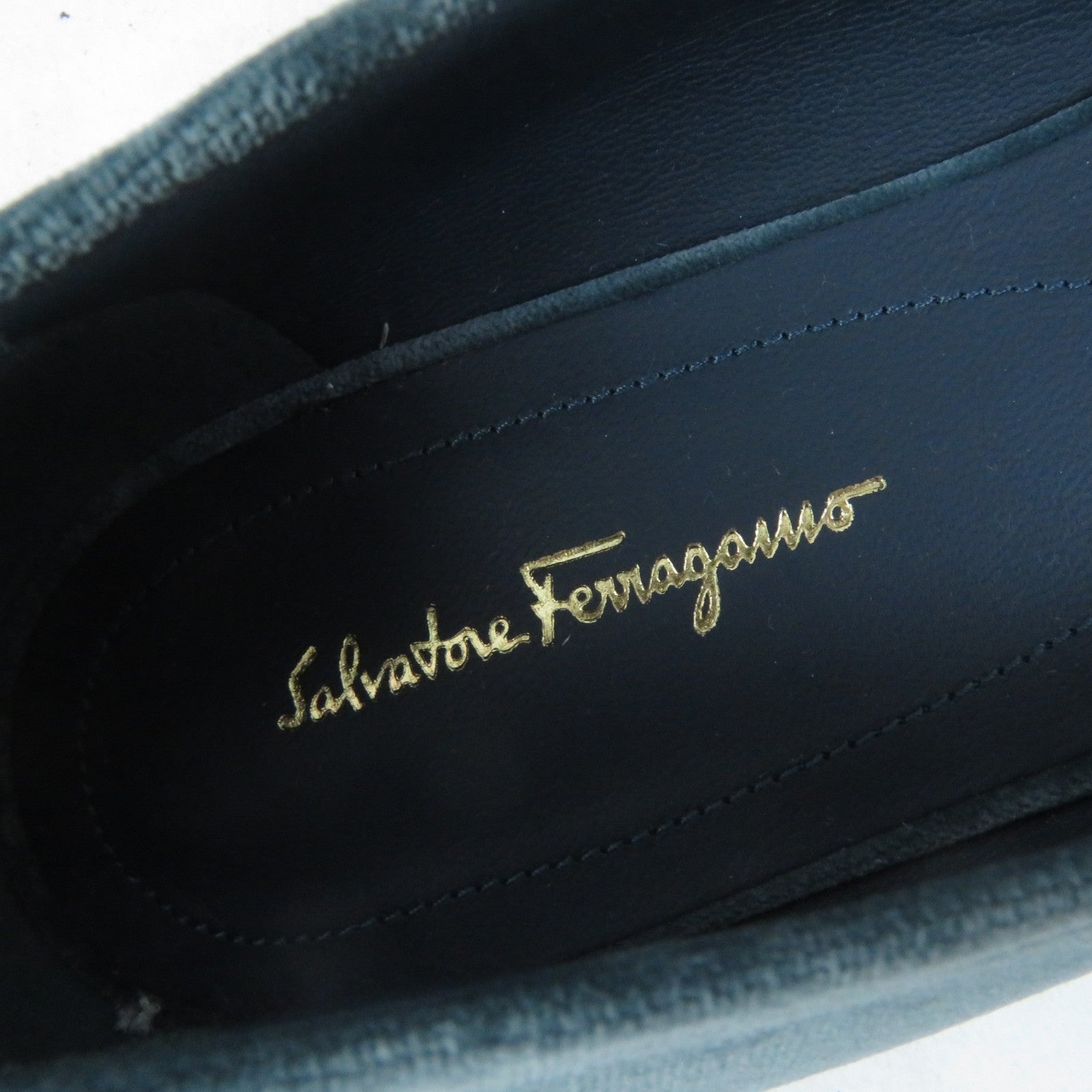 Salvatore Ferragamo Vara Ribbon Velor Flat Shoes