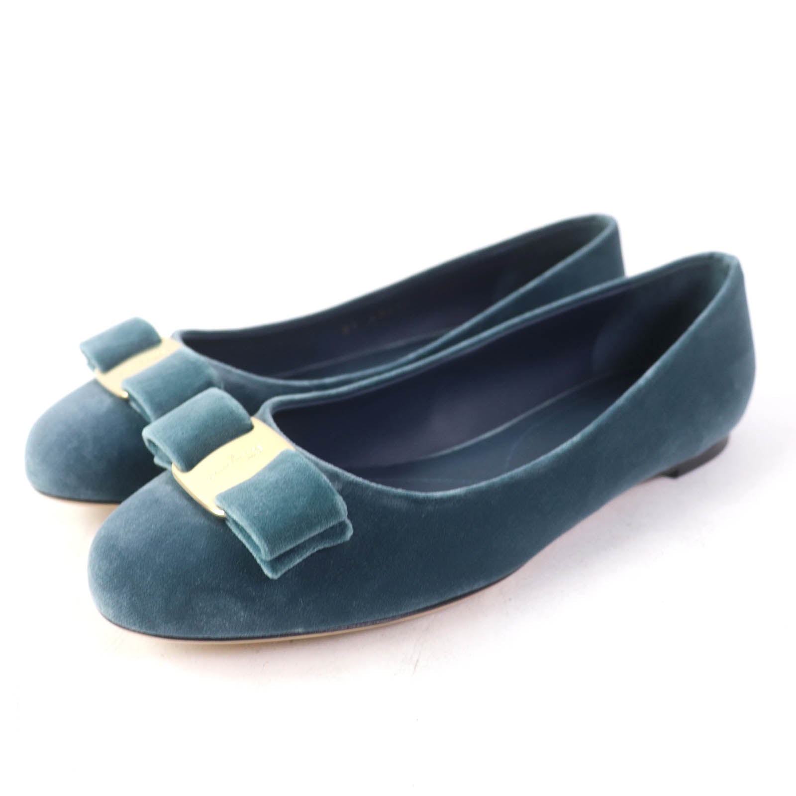 Salvatore Ferragamo Vara Ribbon Velor Flat Shoes