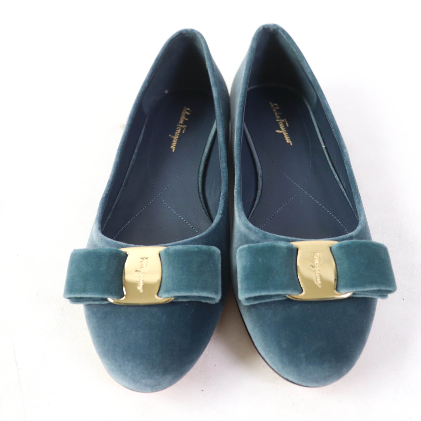 Salvatore Ferragamo Vara Ribbon Velor Flat Shoes