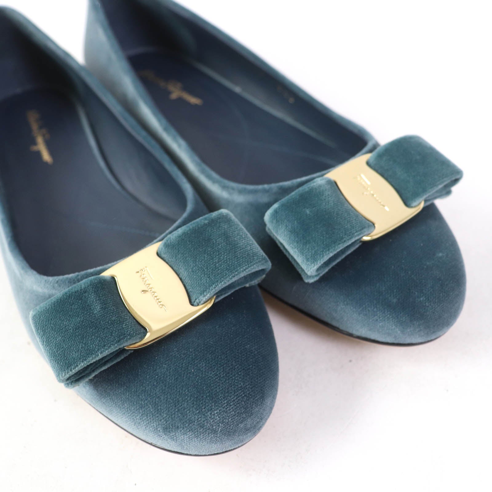 Salvatore Ferragamo Vara Ribbon Velor Flat Shoes