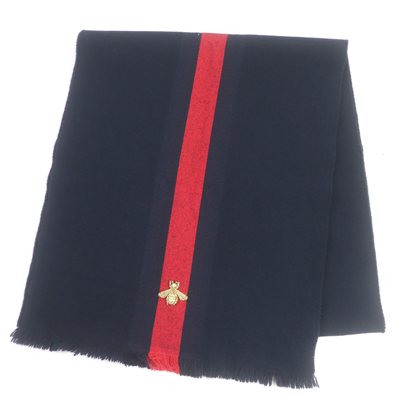 Gucci Wool Cashmere Silk Bee Embroidery Scarf