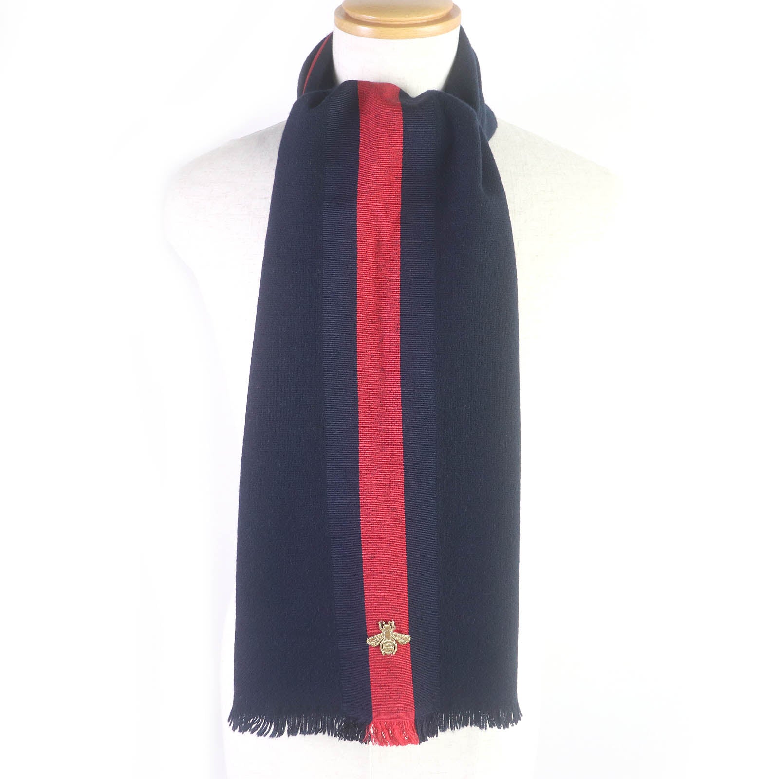 Gucci Wool Cashmere Silk Bee Embroidery Scarf