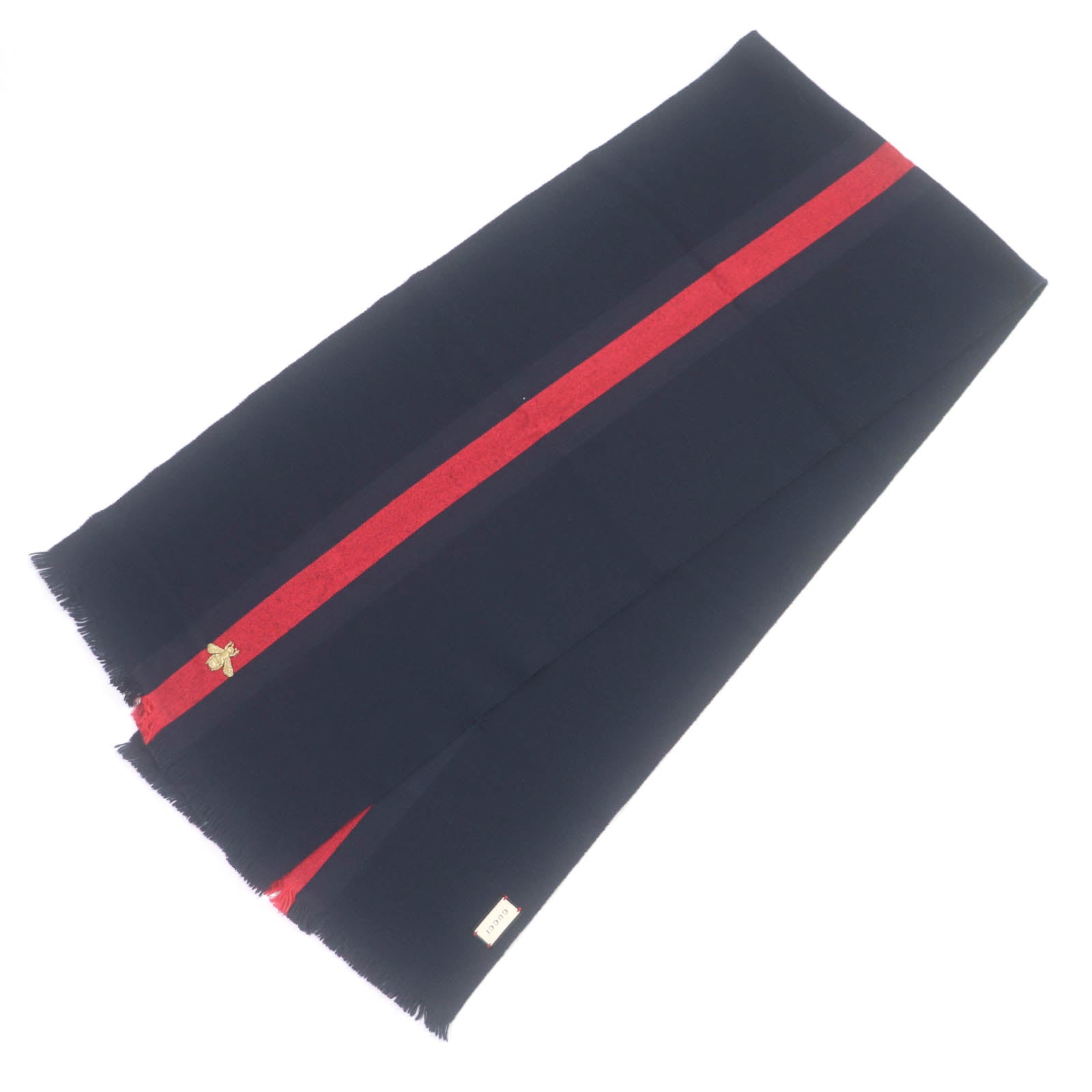 Gucci Wool Cashmere Silk Bee Embroidery Scarf