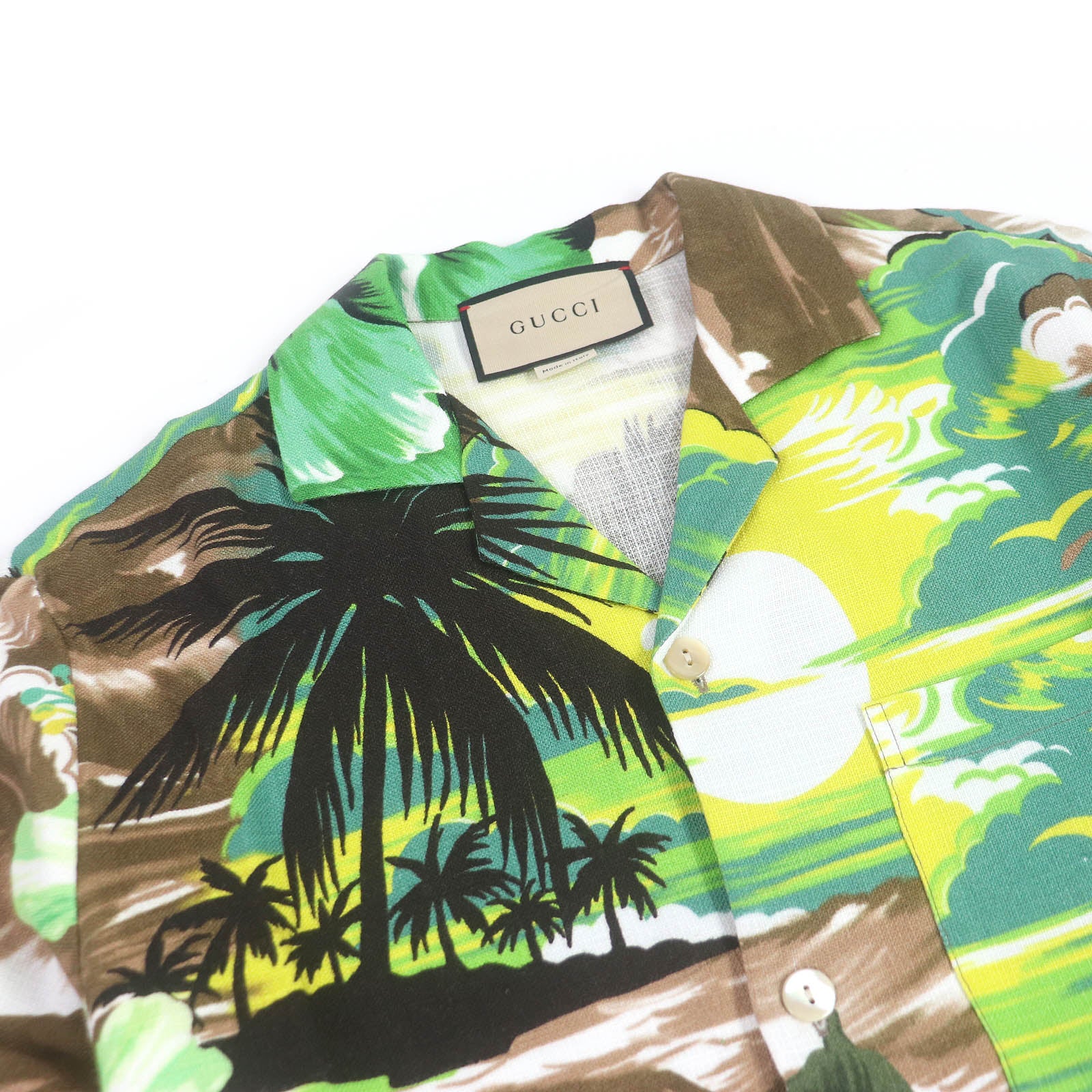 GUCCI LOVE PARADE Aloha Shirt Rayon Brown 44