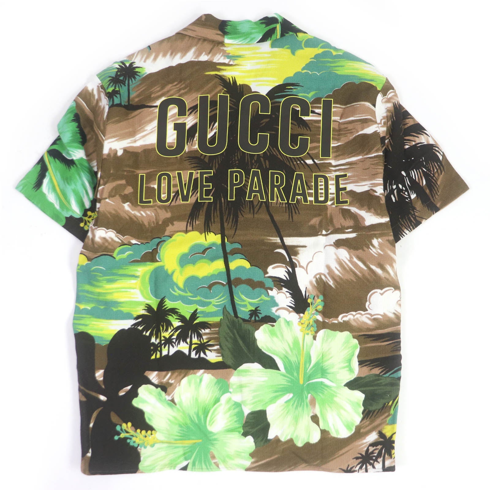 GUCCI LOVE PARADE Aloha Shirt Rayon Brown 44