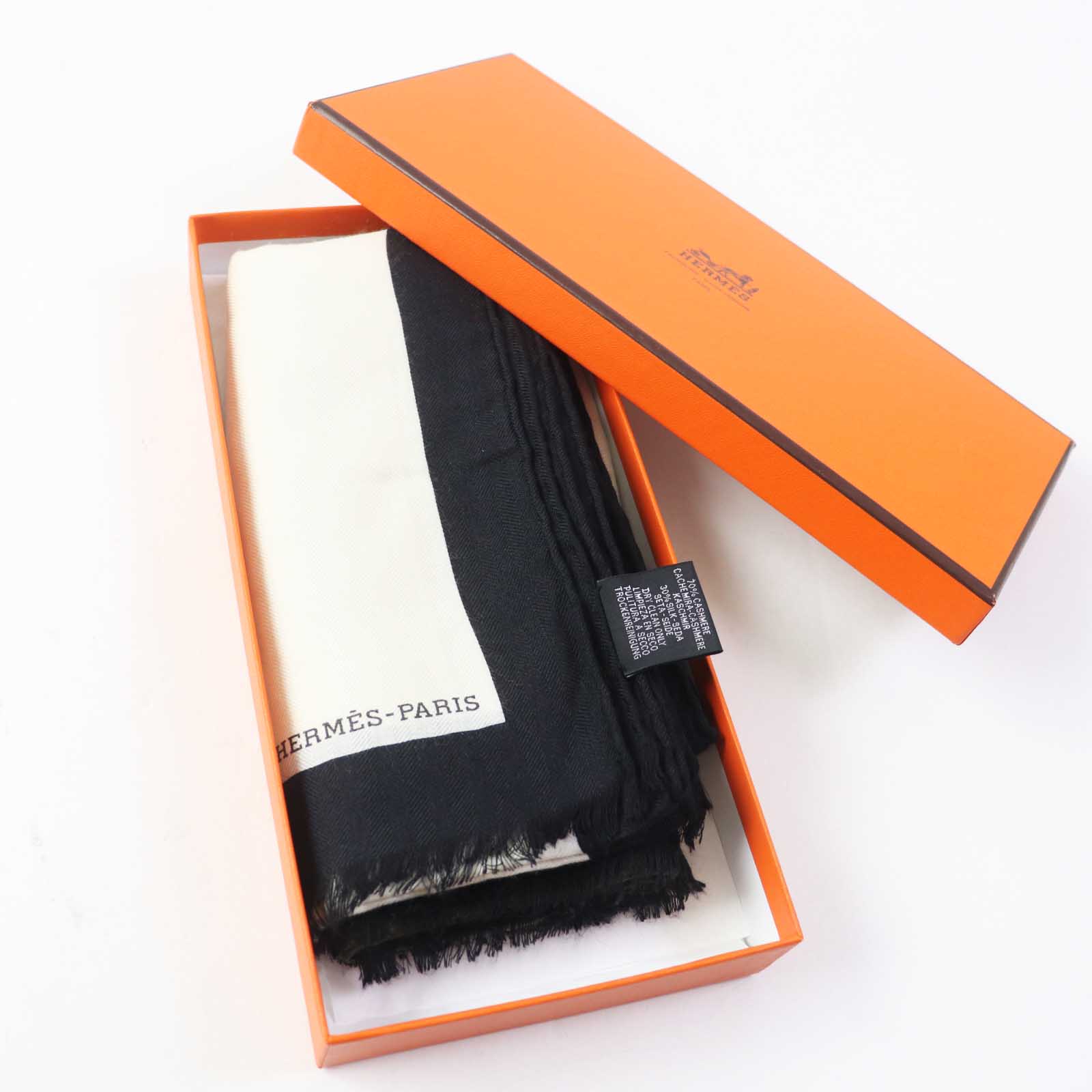 HERMES Cashmere Silk H Jumping Shawl Women