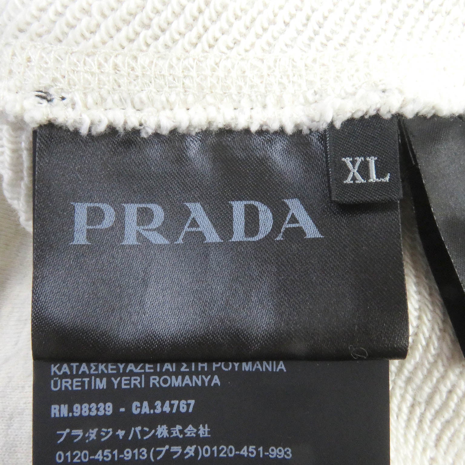 Prada Cotton Logo Pullover Fleece Hoodie XL