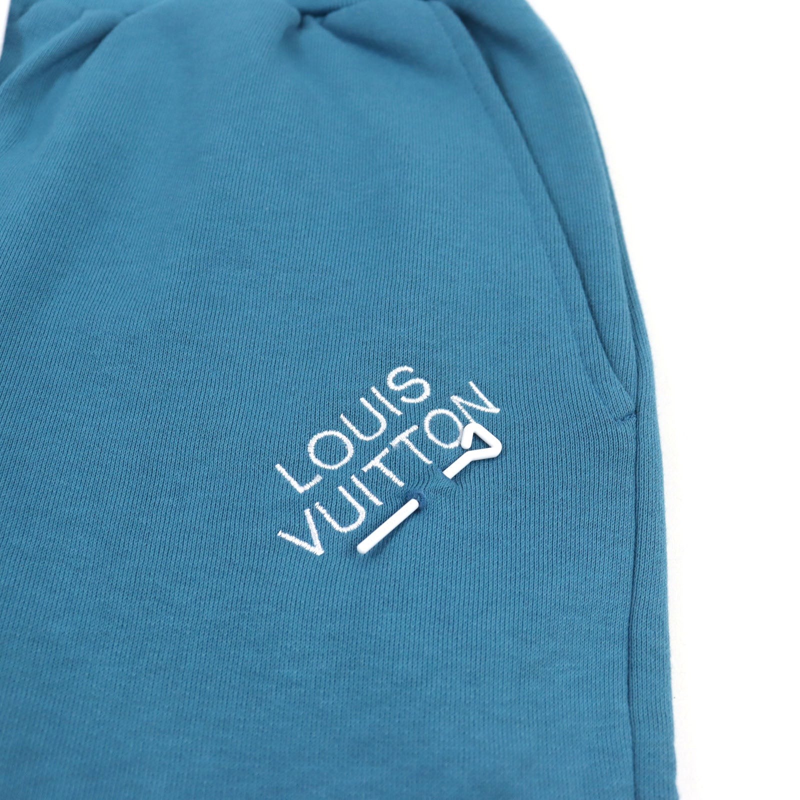 Louis Vuitton Cotton Logo Embroidered Jog Pants Blue M