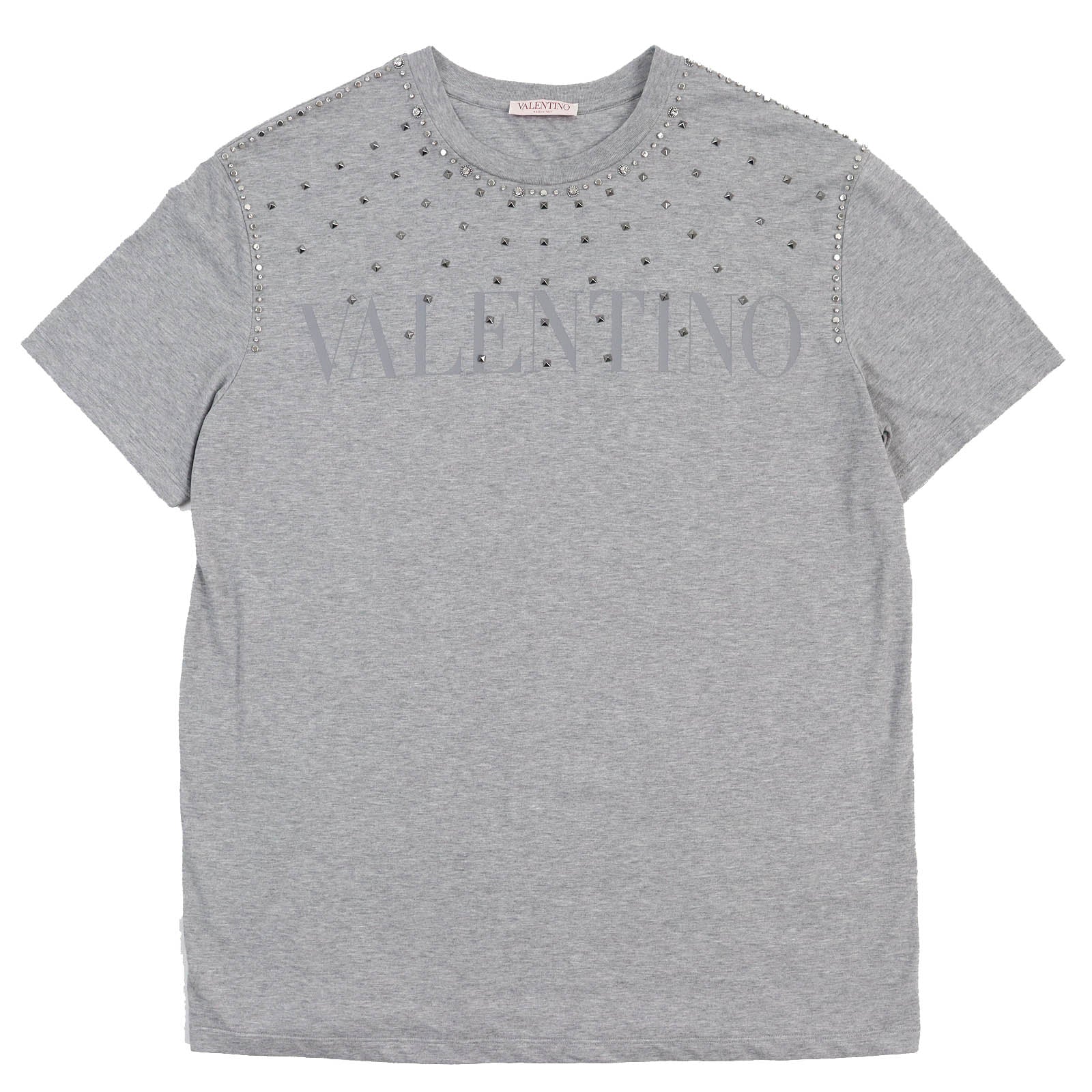 Valentino Rockstud Logo T-shirt Gray L