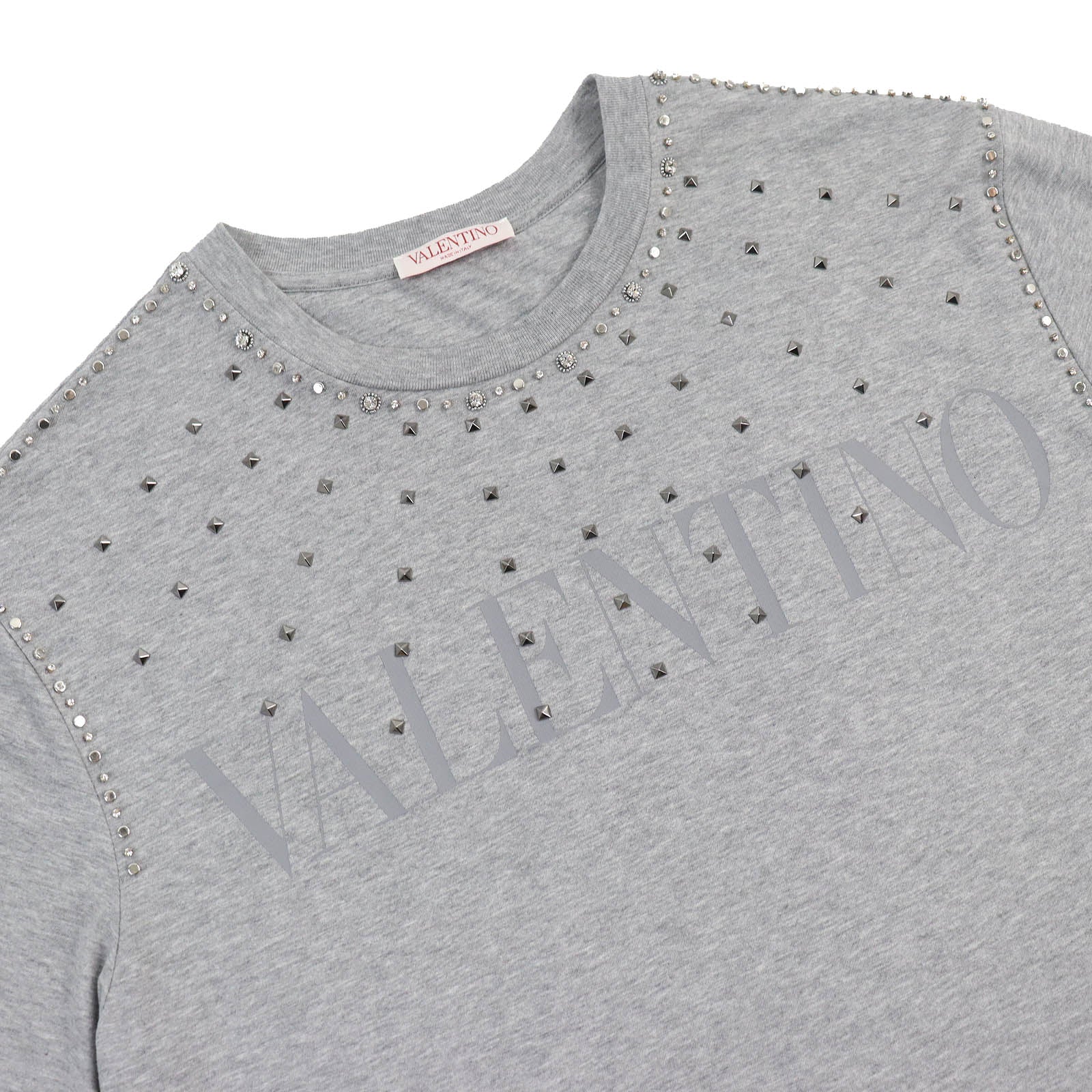 Valentino Rockstud Logo T-shirt Gray L