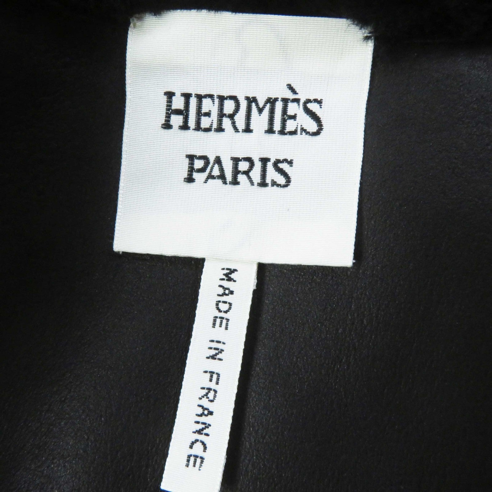 HERMES Mouton Leather Coat Black 36 Women