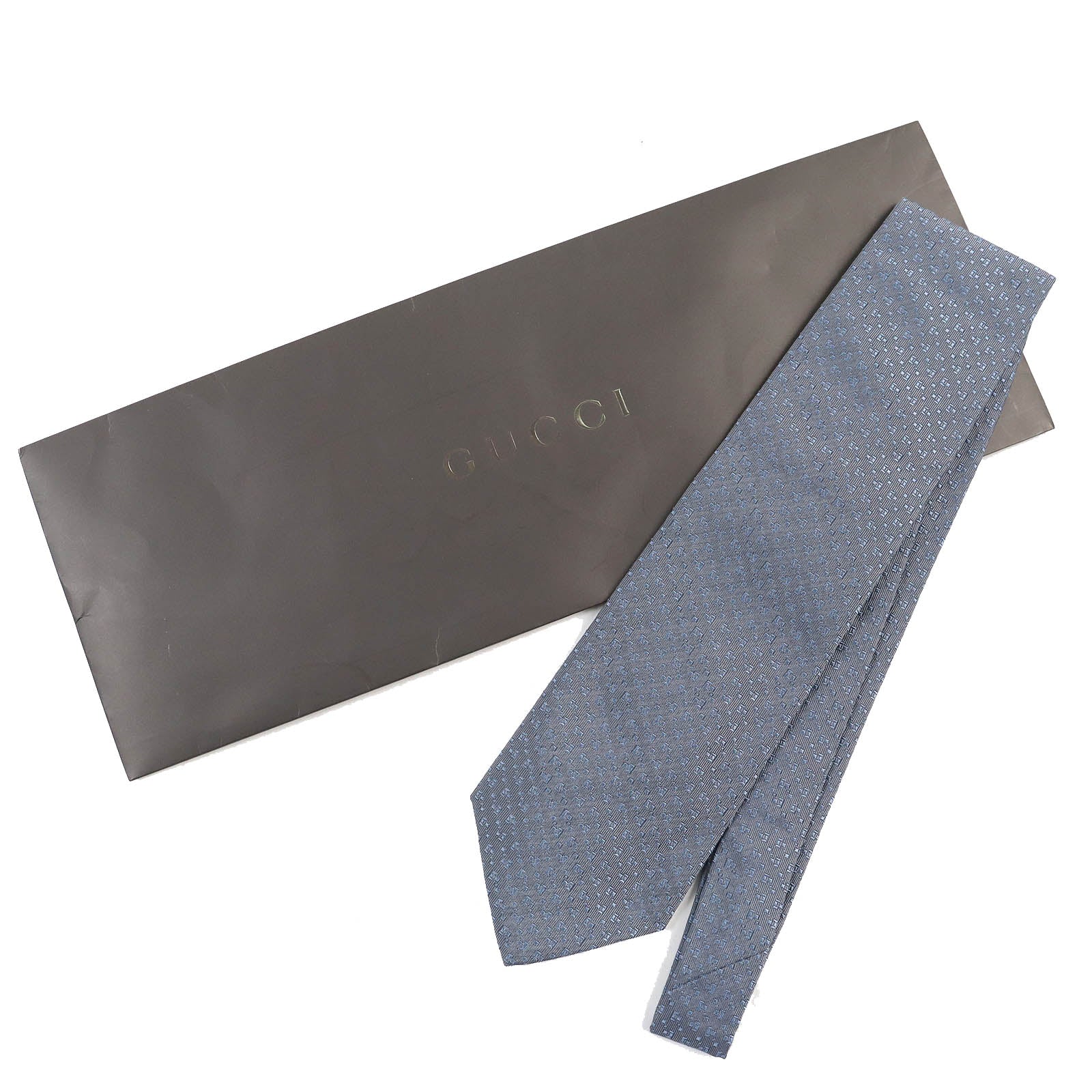 GUCCI Silk Regular Tie Gray Blue