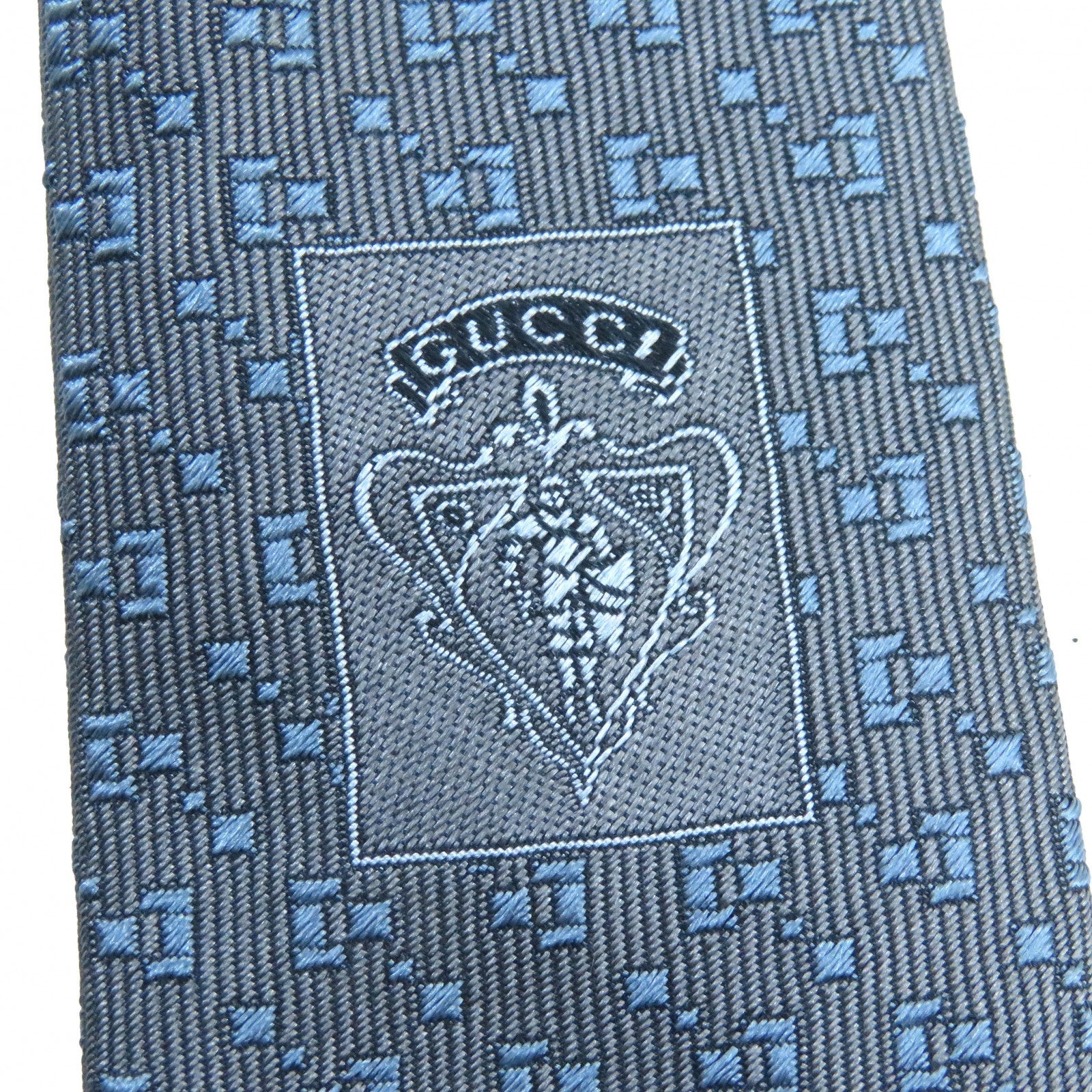 GUCCI Silk Regular Tie Gray Blue