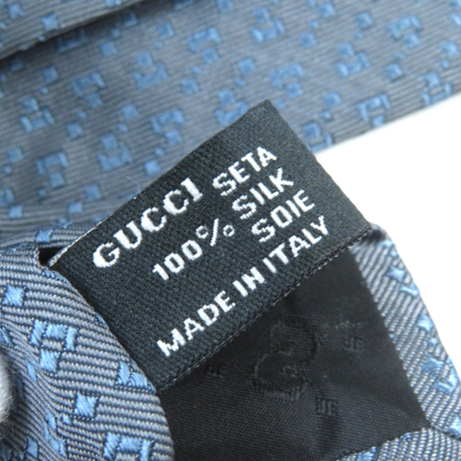 GUCCI Silk Regular Tie Gray Blue