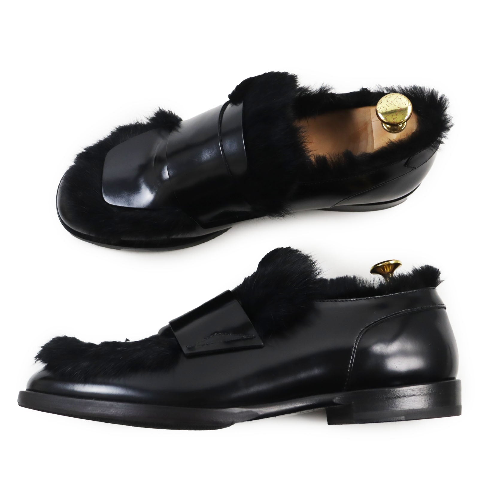 Jimmy Choo TEDI Leather Loafers with Rabbit Fur