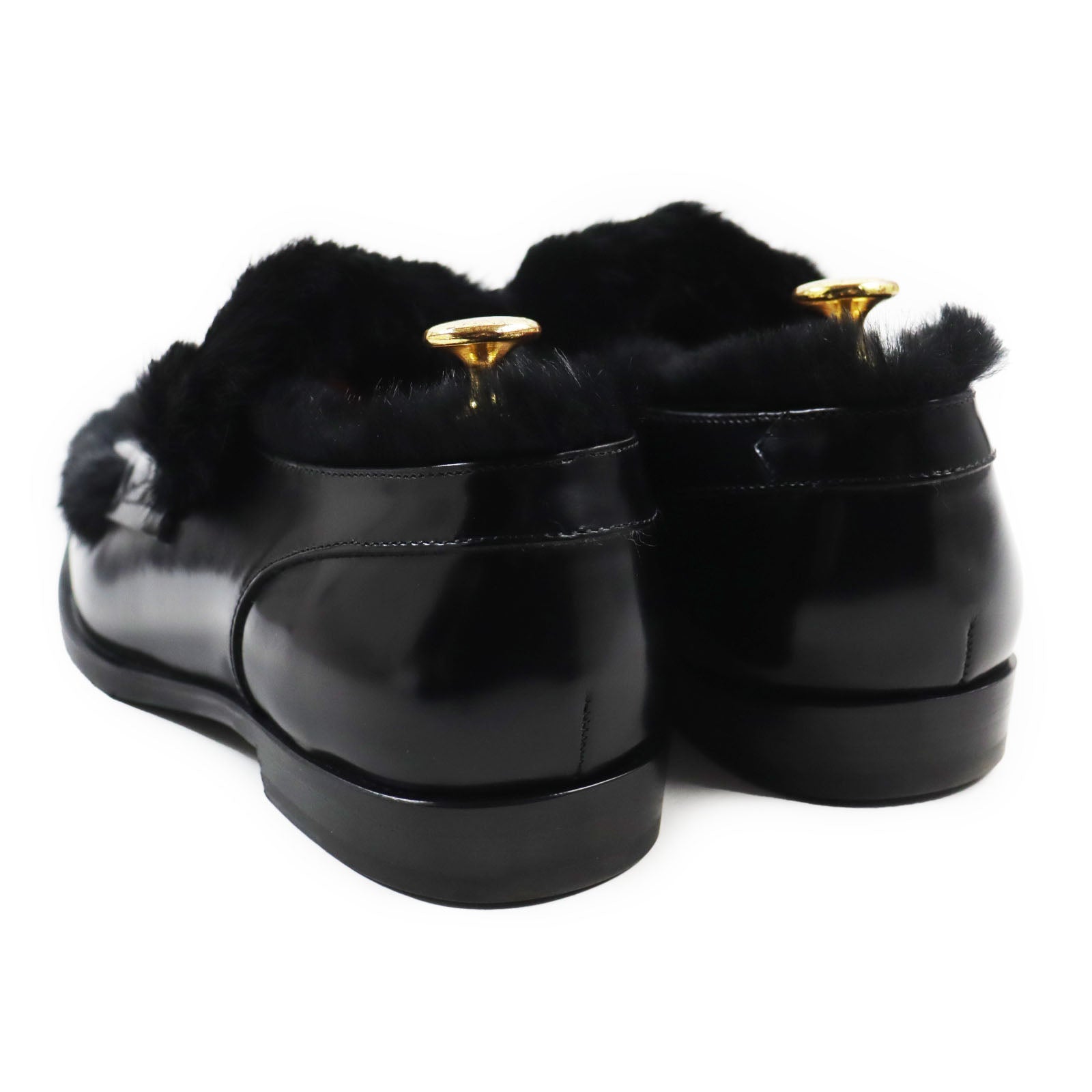 Jimmy Choo TEDI Leather Loafers with Rabbit Fur