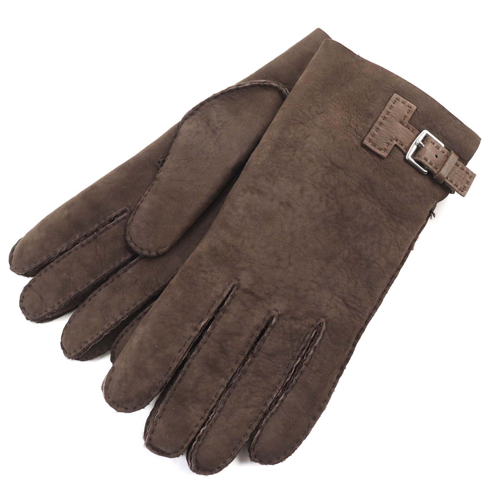 Hermes Mouton Gloves Dark Brown 9