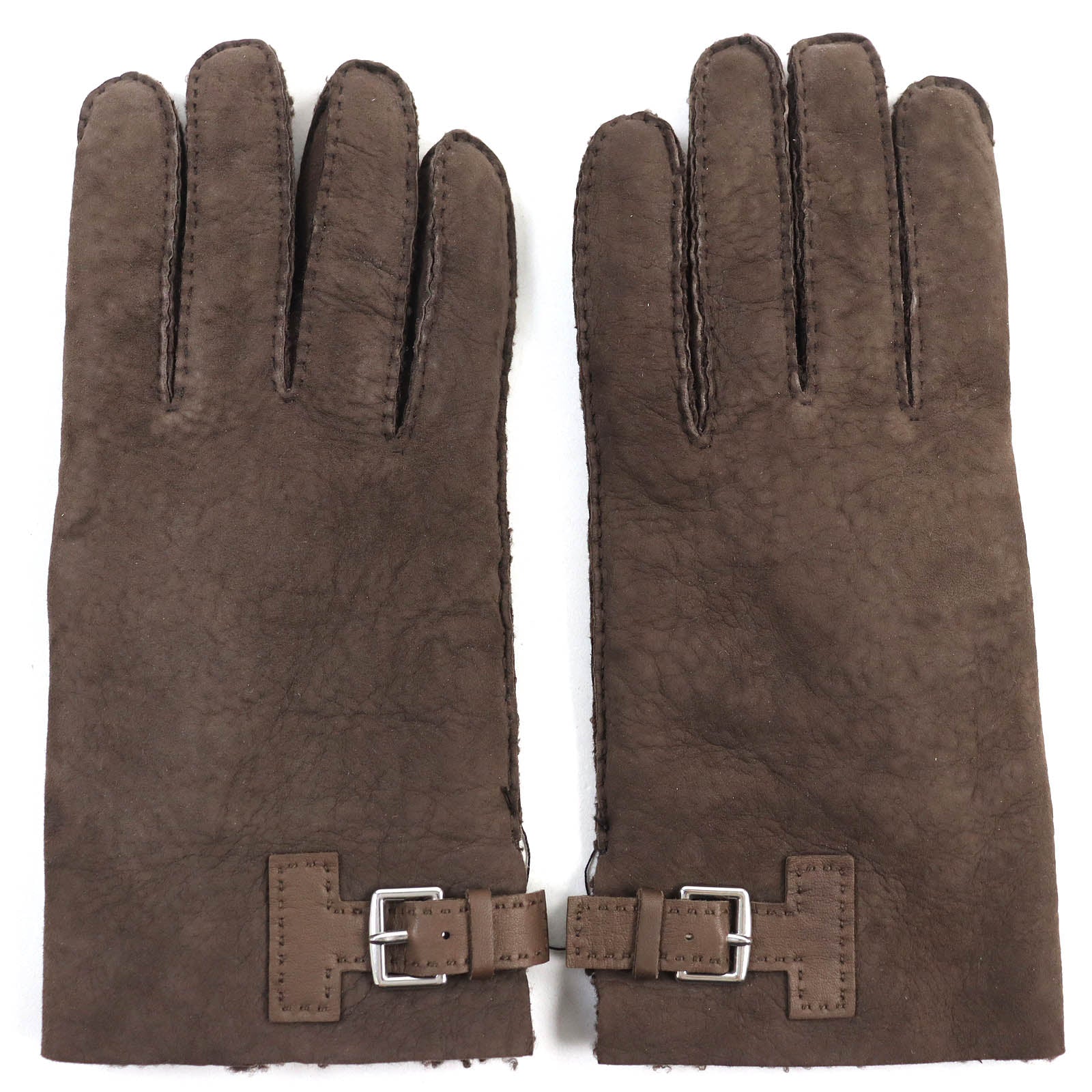 Hermes Mouton Gloves Dark Brown 9