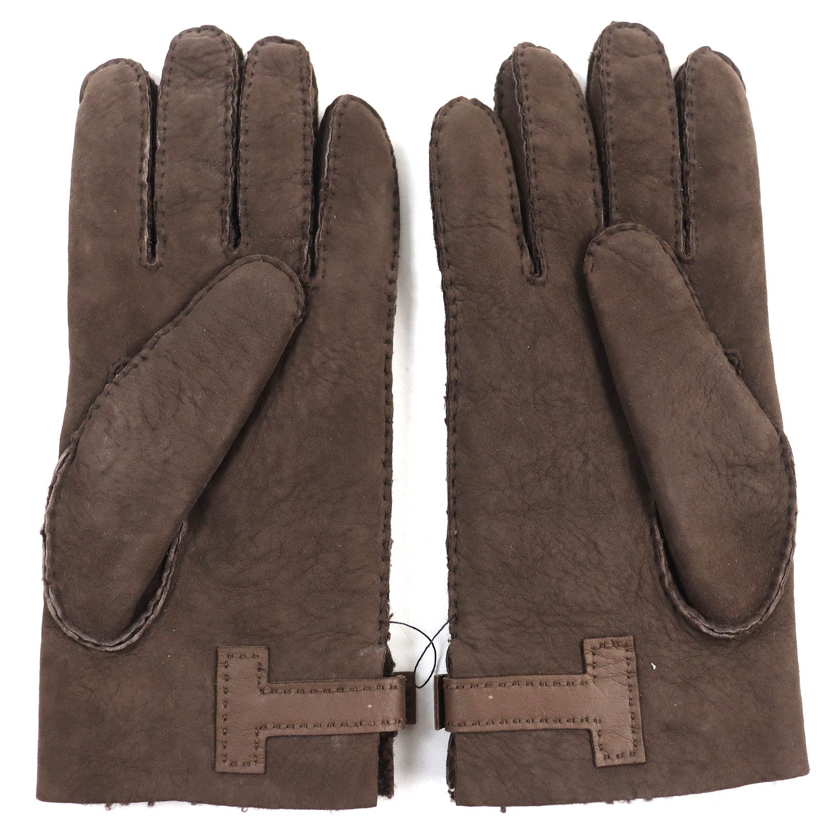 Hermes Mouton Gloves Dark Brown 9