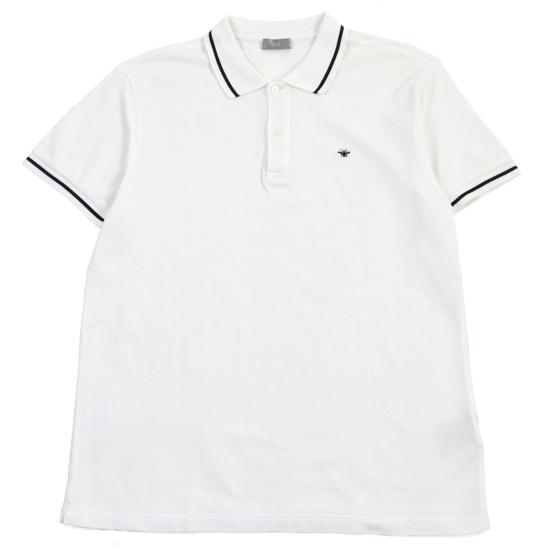 Dior Bee Cotton Pique Black Stripe Polo Shirt