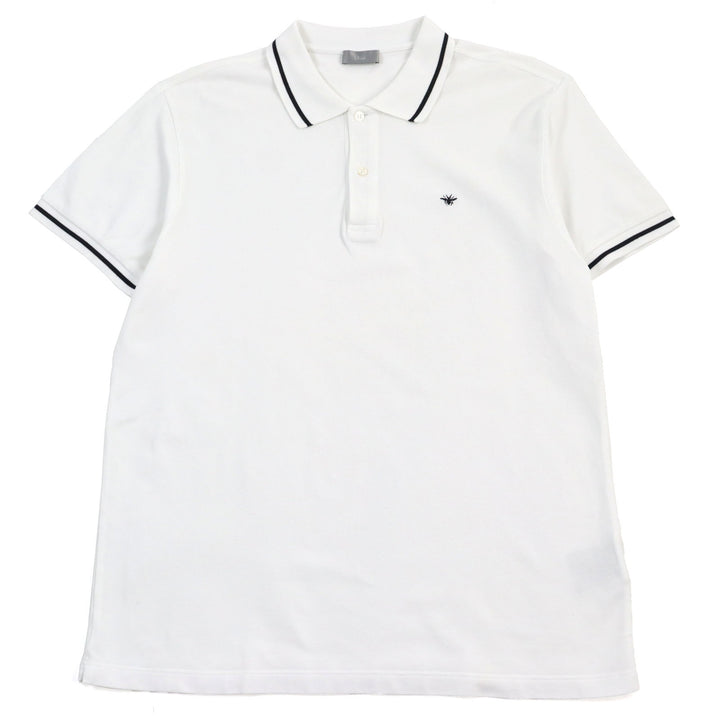 Dior Bee Cotton Pique Black Stripe Polo Shirt