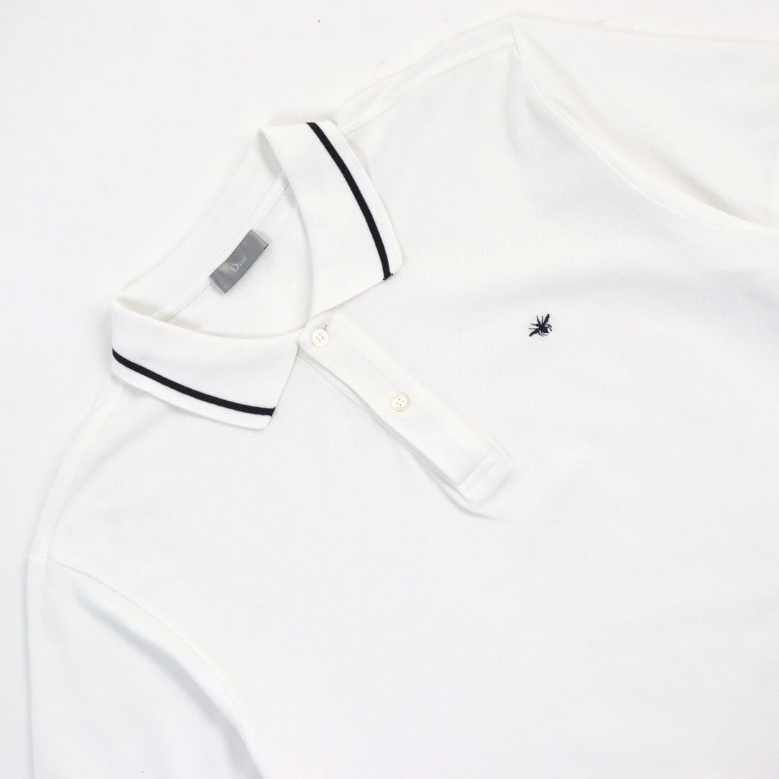 Dior Bee Cotton Pique Black Stripe Polo Shirt