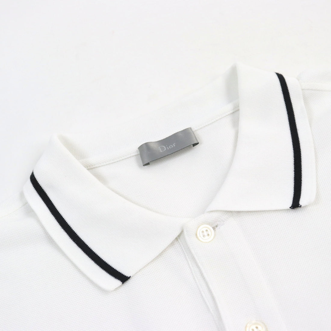 Dior Bee Cotton Pique Black Stripe Polo Shirt