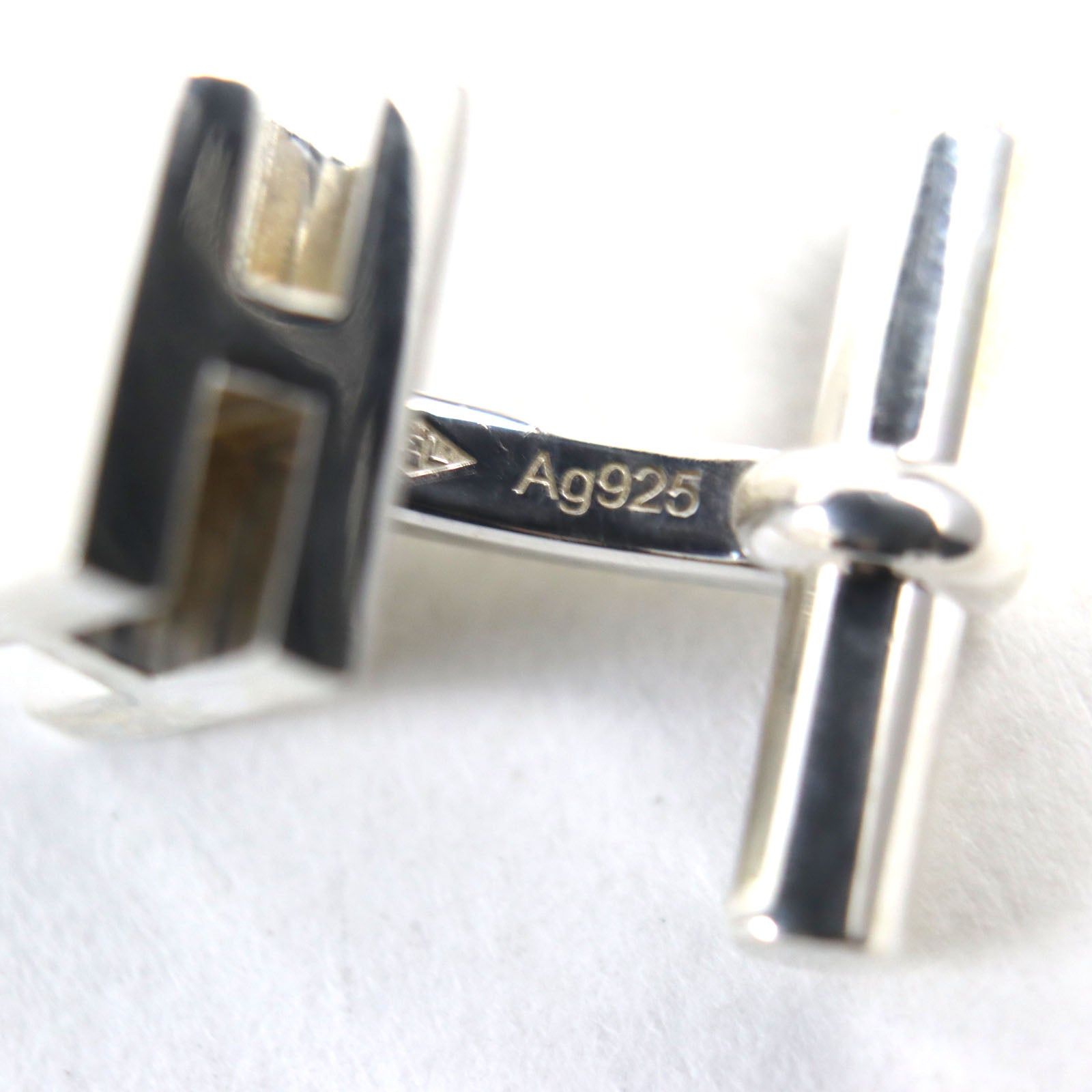 Hermes H Pattern Square Cufflinks AG925 Silver