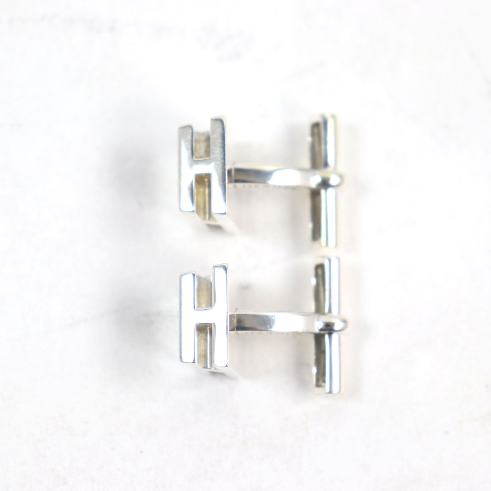 Hermes H Pattern Square Cufflinks AG925 Silver