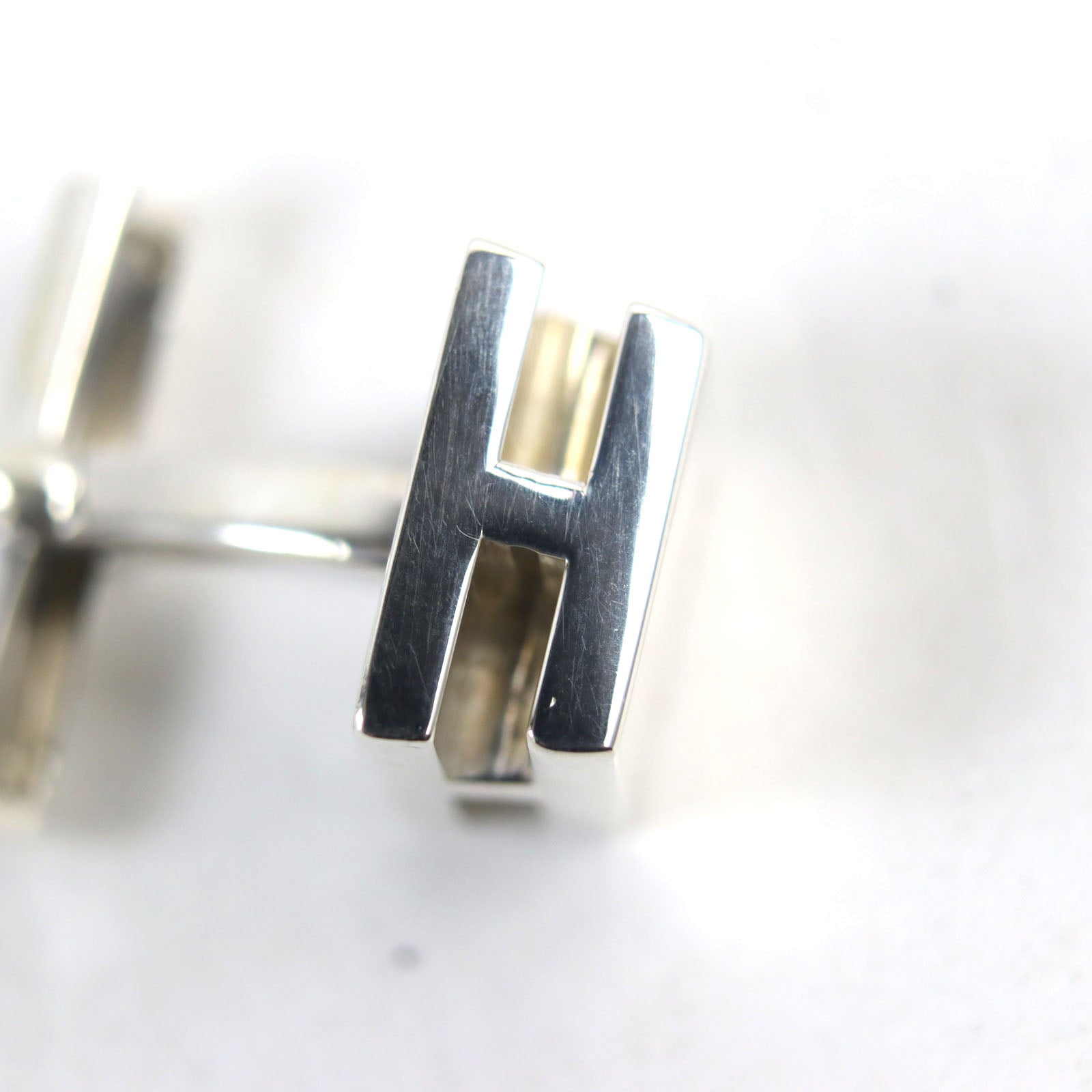 Hermes H Pattern Square Cufflinks AG925 Silver