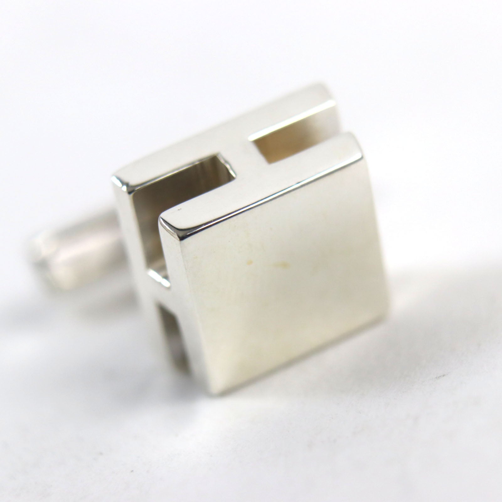 Hermes H Pattern Square Cufflinks AG925 Silver