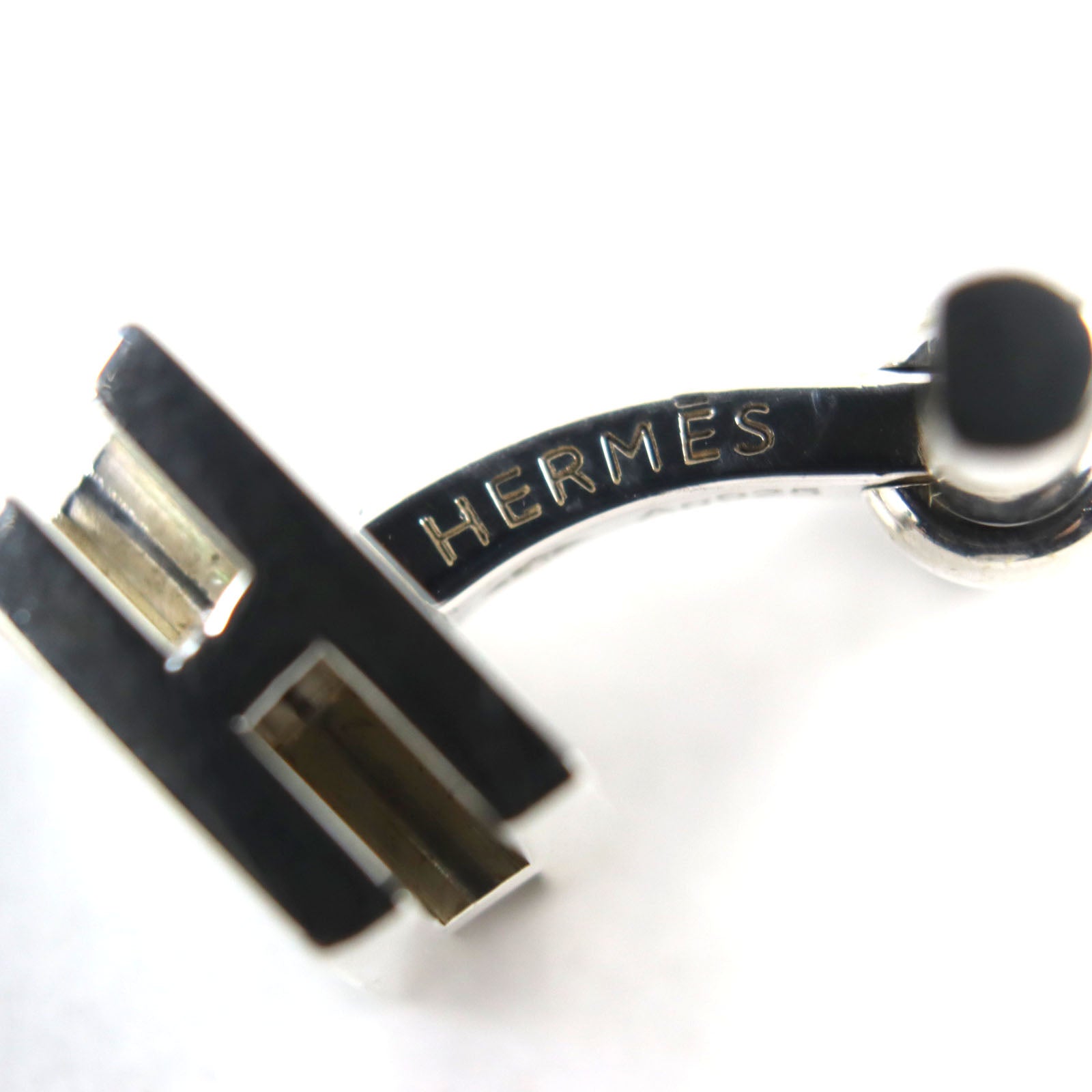 Hermes H Pattern Square Cufflinks AG925 Silver