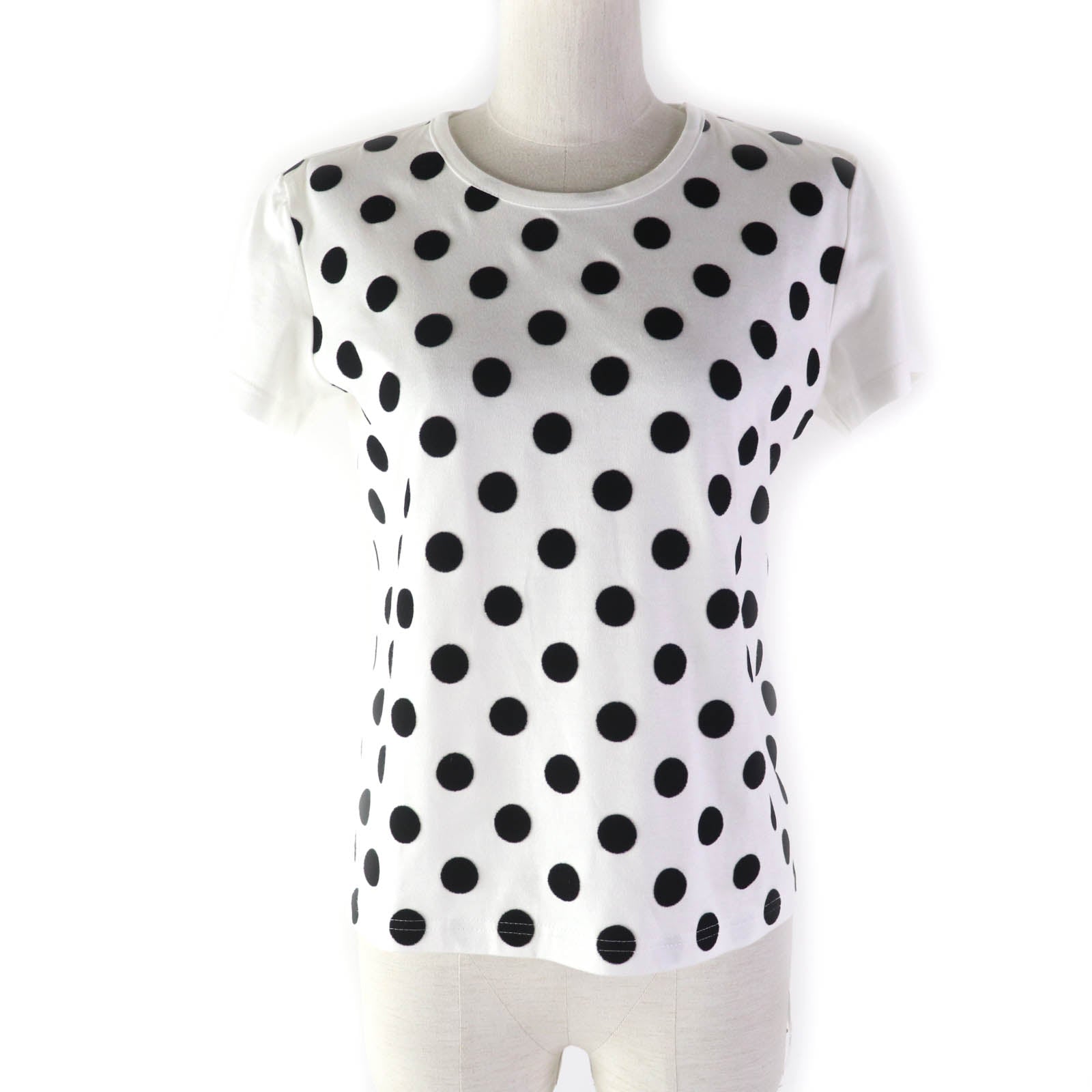 Cotton Dot Pattern Crew Neck T-shirt Women