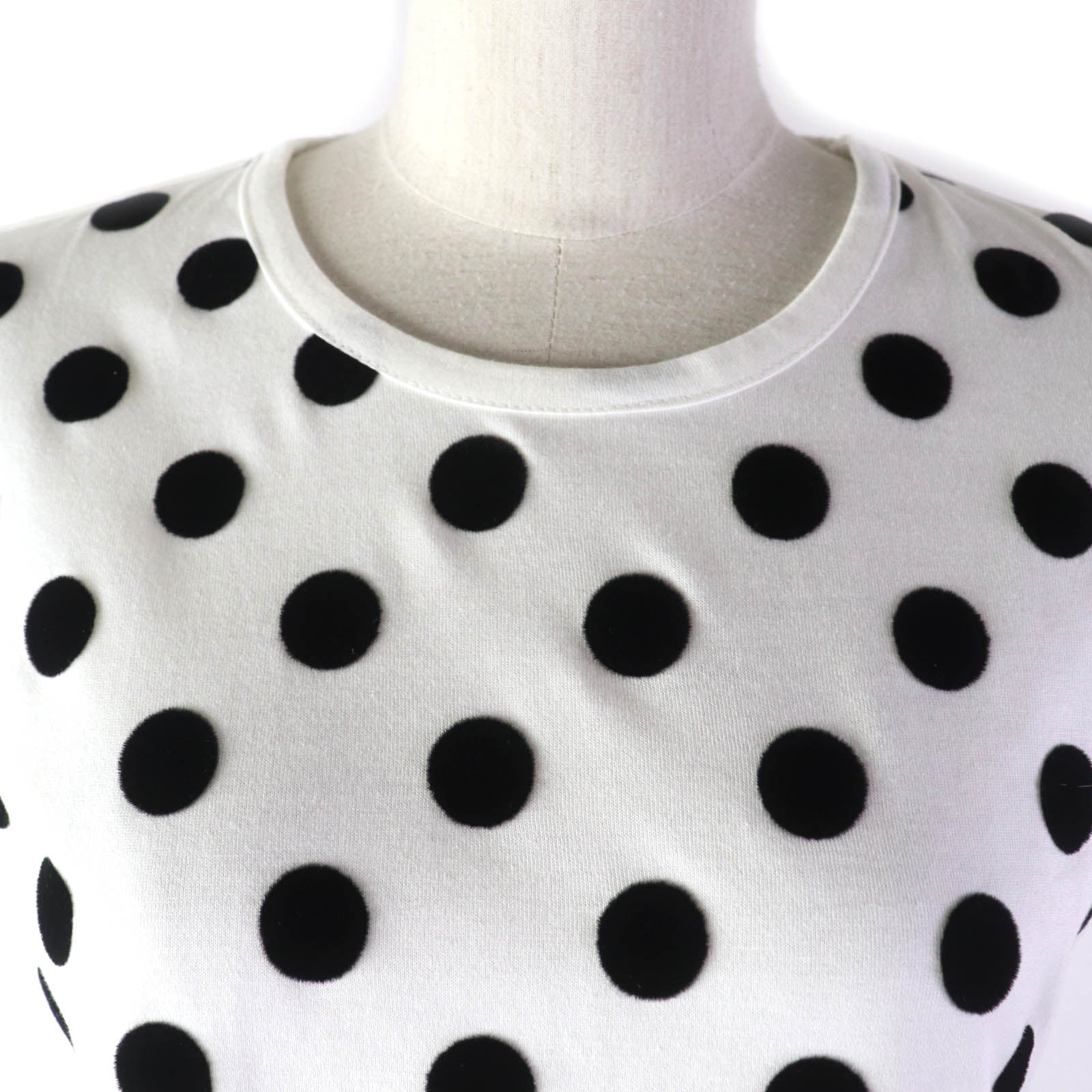 Cotton Dot Pattern Crew Neck T-shirt Women